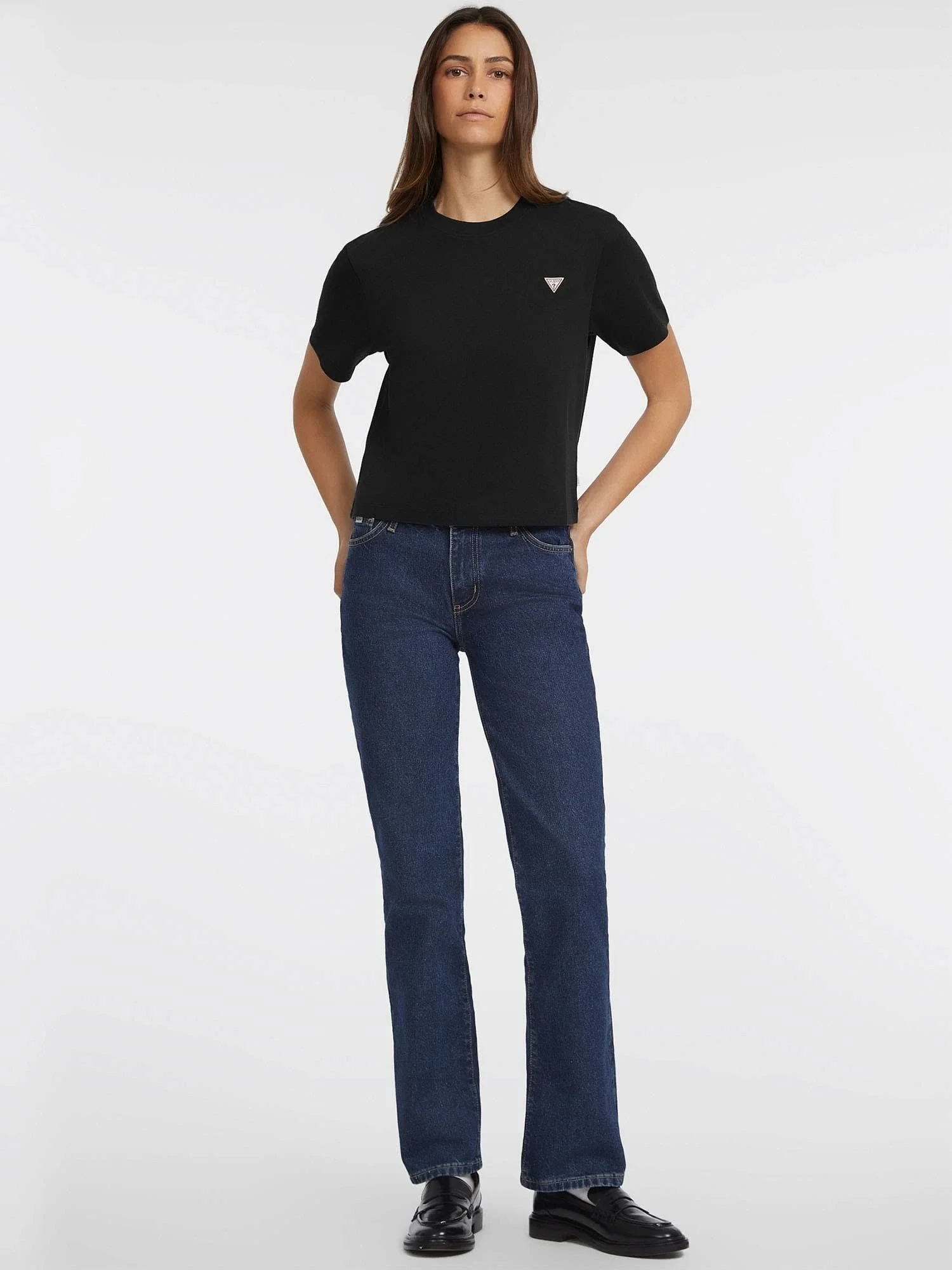 Guess Jeans Gj Ss Cn Boxy Kadın Siyah Boxy Fit T-Shirt W4YI05K8HM0-JBLK