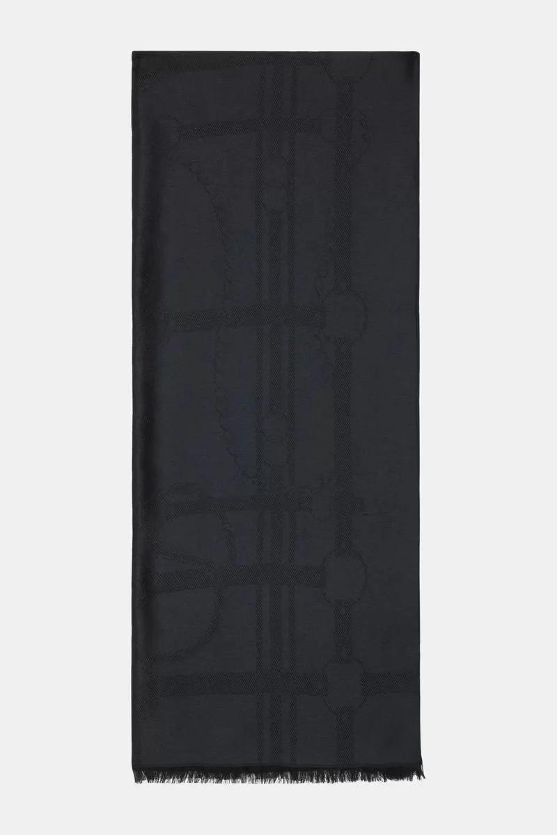 Guess Scarf Jacquard Chaıns 80X180 Kadın Siyah Şal AW5264VIS03-BLA