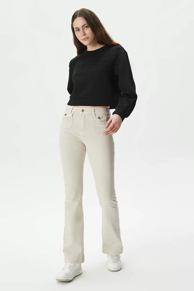 Guess CINDRA CN SWEATSHIRT Kadın Siyah Sweatshirt V3BQ15K7UW2-G7FQ