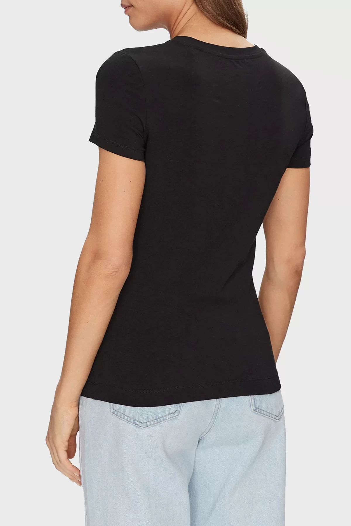 Guess CN SS LOGO LACE TEE Kadın Siyah T-shirt W5GI04J1314-JBLK