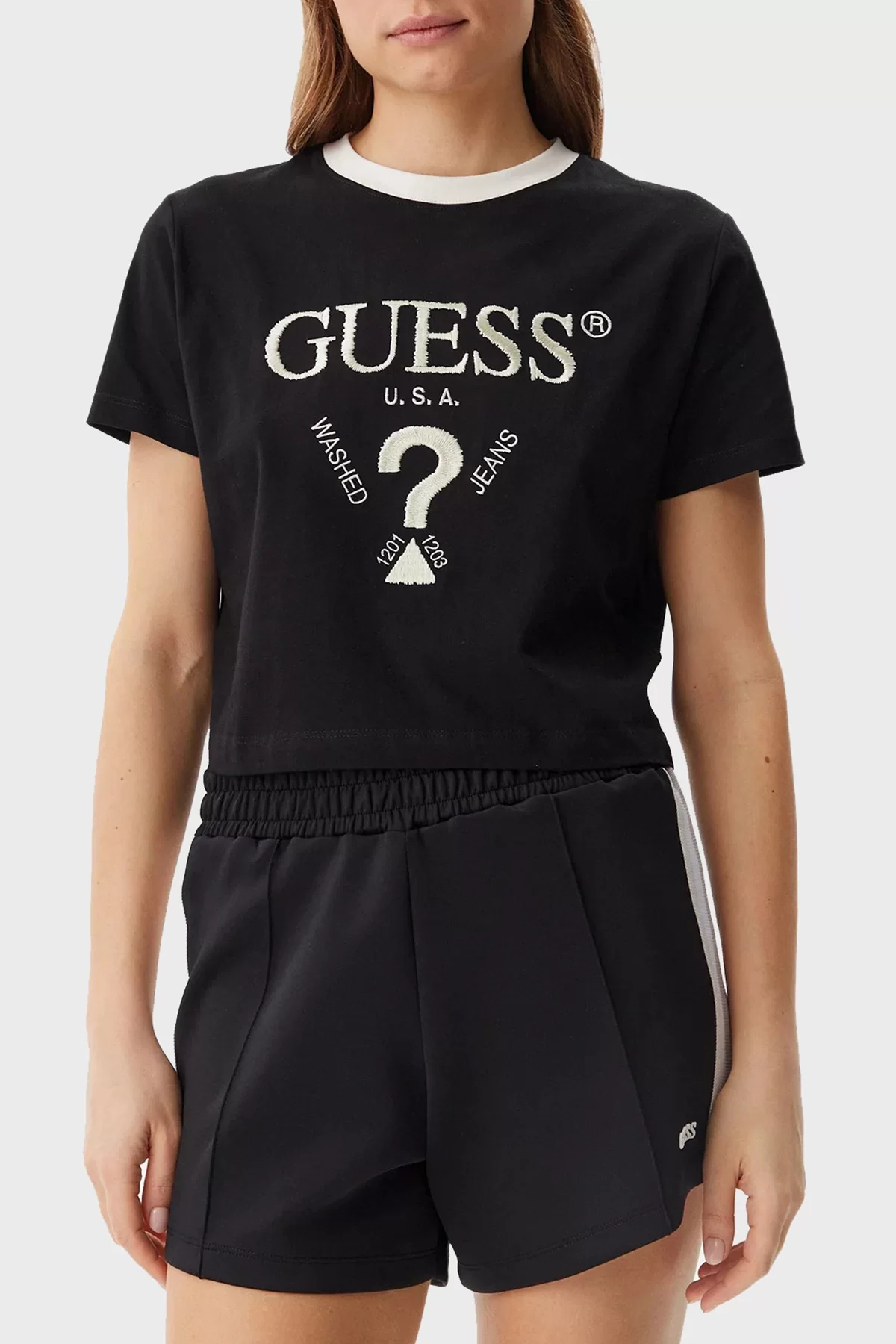 Guess FILANTA CROP TEE Kadın Siyah T-shirt V5GI18I3Z14-JBLK