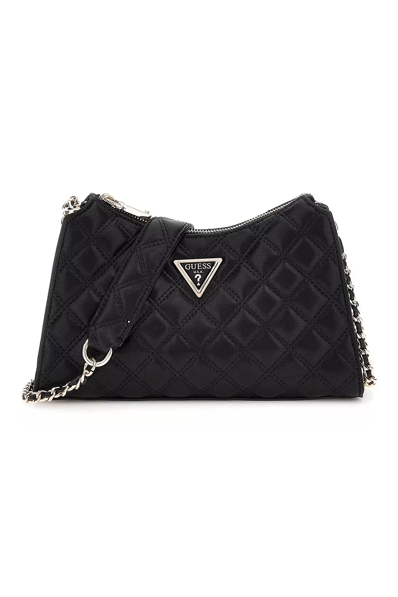 Guess GIULLY TOP ZIP SHOULDER BAG Kadın Siyah Omuz Çantası HWQG8748130-BLA