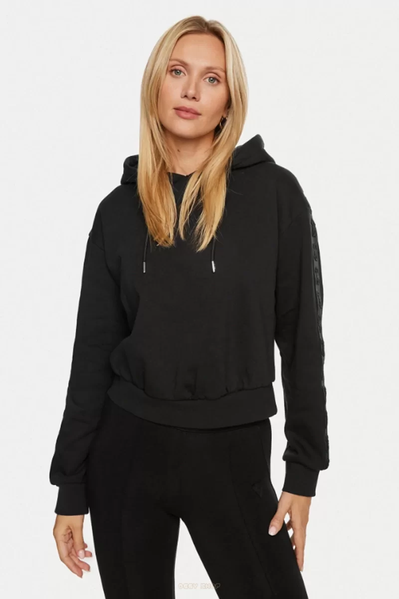 Guess Stacıe Hooded Sweatshırt Kadın Siyah Sweatshirt V4BQ00KC5O0-JBLK
