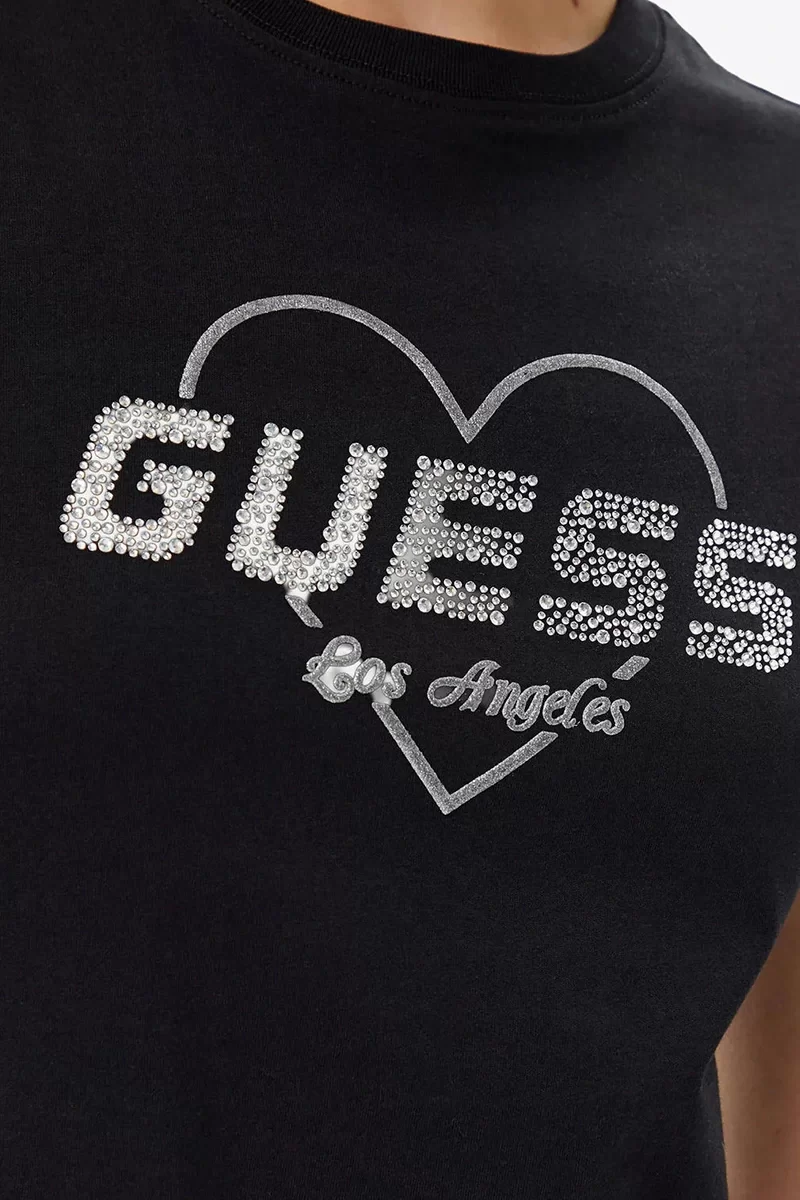 Guess NARCISO CN T-SHIRT Kadın Siyah T-shirt V5GI10K9RM1-JBLK