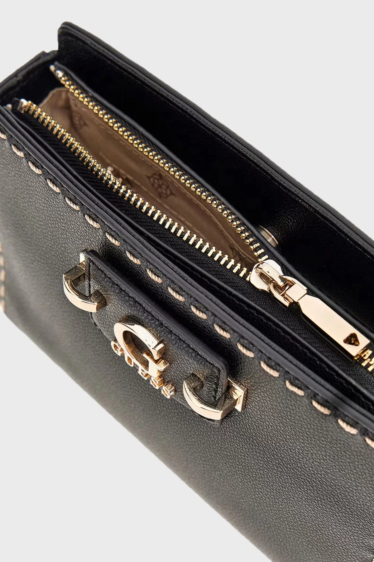 Guess NASTRA MINI CROSSBODY TOP ZIP Kadın Siyah Mini Çanta HWBG9637720-BLA