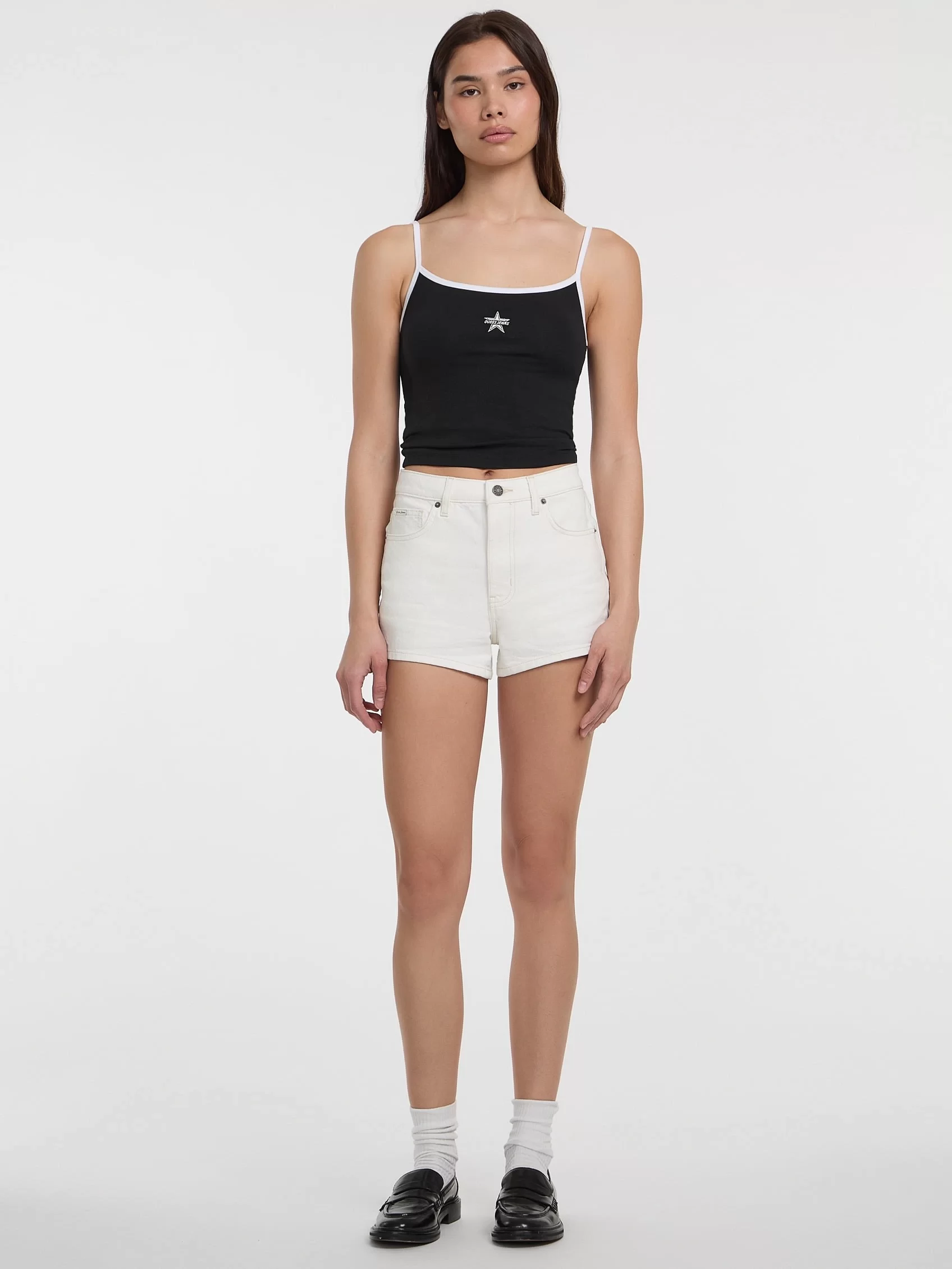 Guess Jeans GJ EMB STAR TANK TOP Kadın Siyah Atlet W5GP37J1314-JBLK