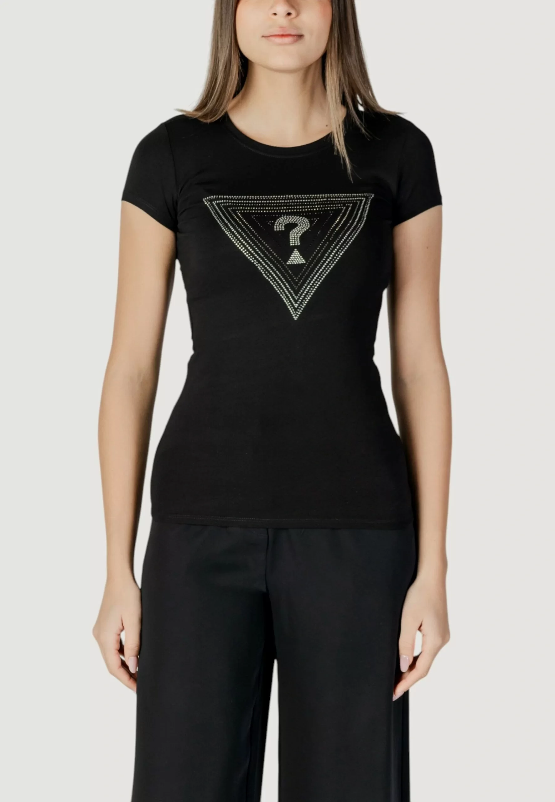 Guess SS TRIANGLE OMBRE R3 TEE Kadın Siyah T-shirt W5GI43KA0Q1-JBLK