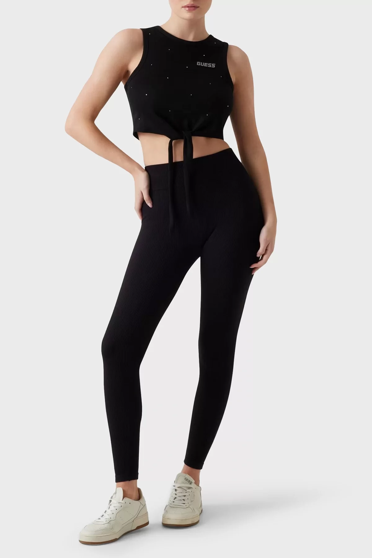 Guess PRIMULA RHINESTONES TANK Kadın Siyah Crop V5GI01I3Z14-JBLK