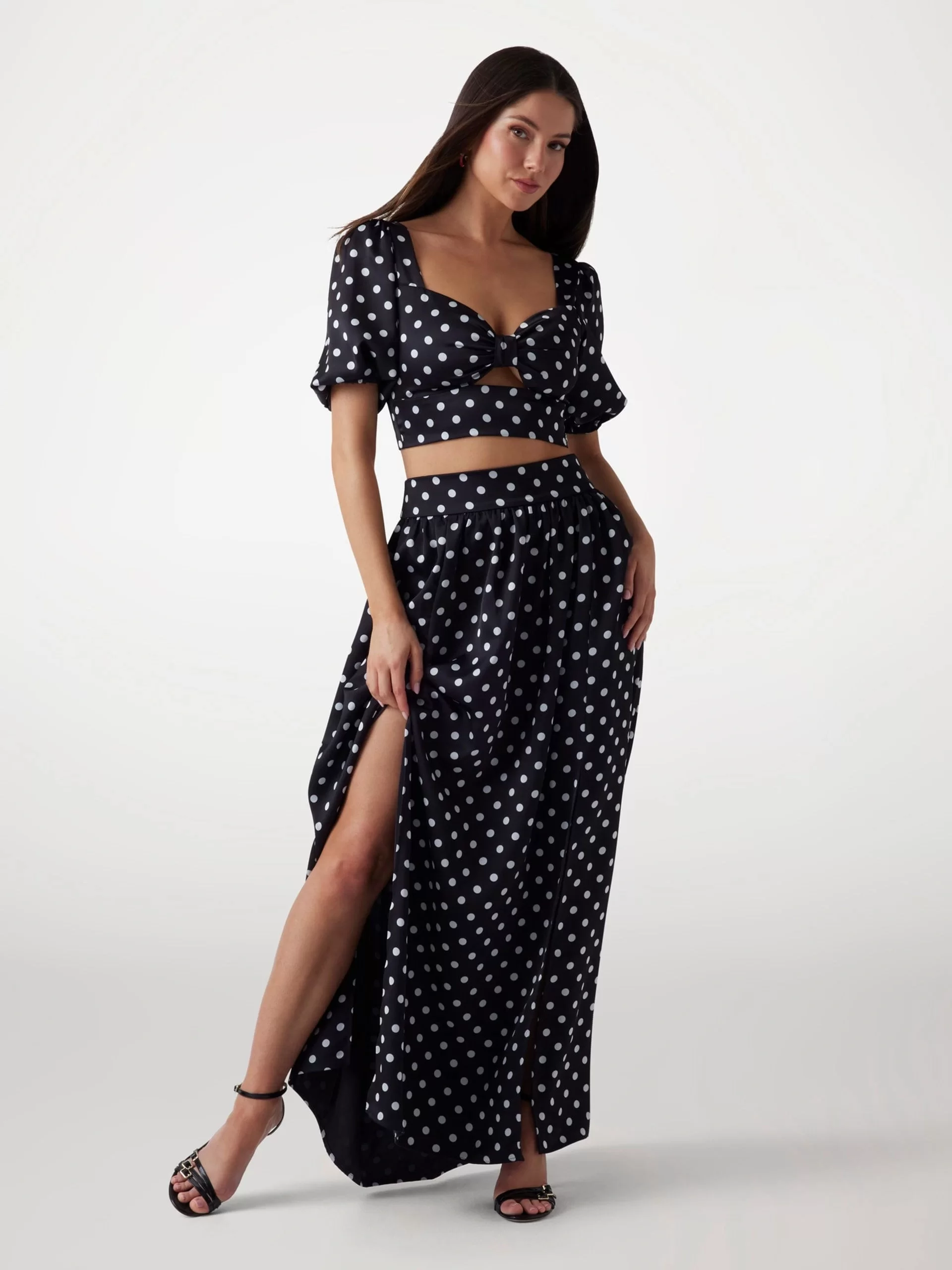 Guess JULIETTE MAXI SKIRT Kadın Siyah Etek W5PD3NWG280-FJAG