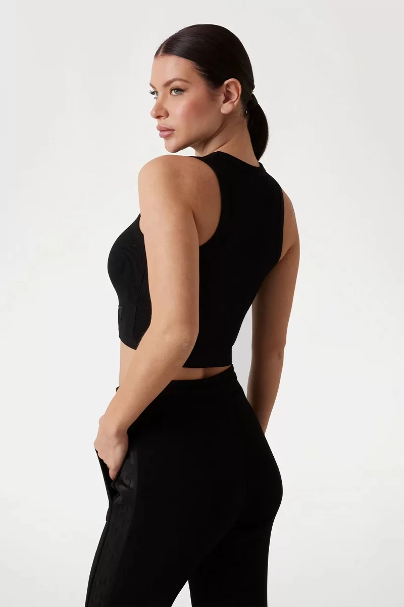 Guess Edıe Tank Top Kadın Siyah Crop V3GP19K8RT2-JBLK