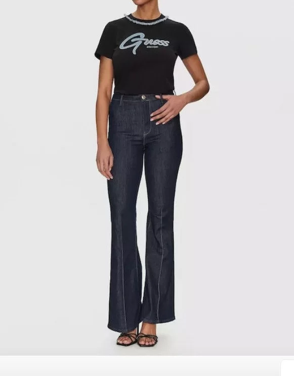 Guess CN SS JEANS CHAIN TEE Kadın Siyah T-shirt W5GI03I3Z14-JBLK