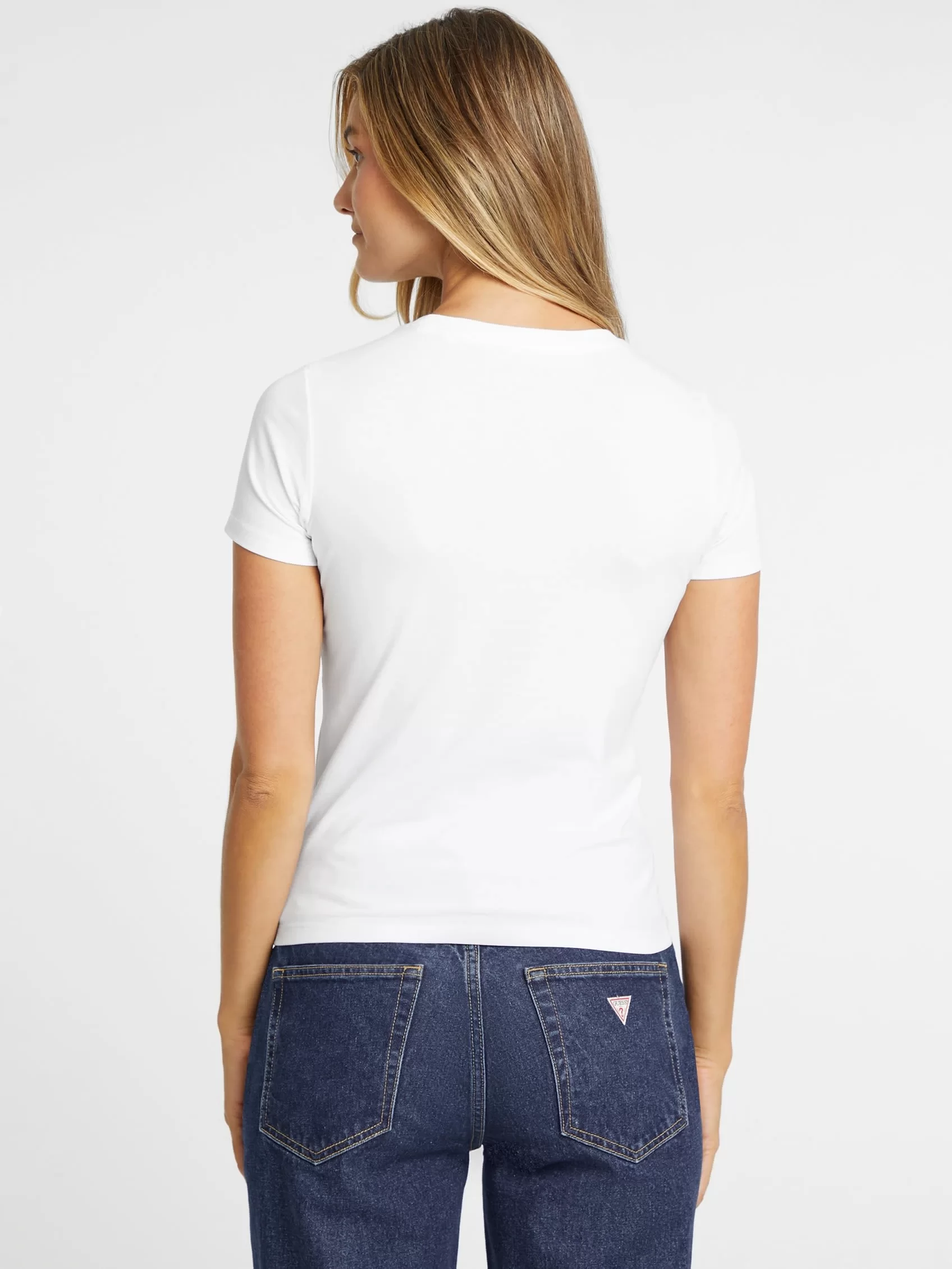 Guess Jeans GJ SS CN SLIM ICONIC Kadın Beyaz T-shirt W4YI04J1314-G011