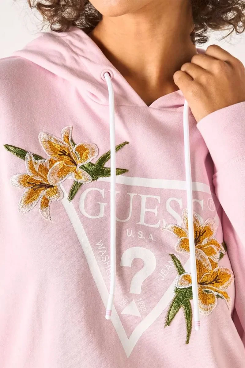 Guess ZOEY HOODIE SWEATSHI Kadın Pembe Sweatshirt V4GQ04KC6V1-A61I