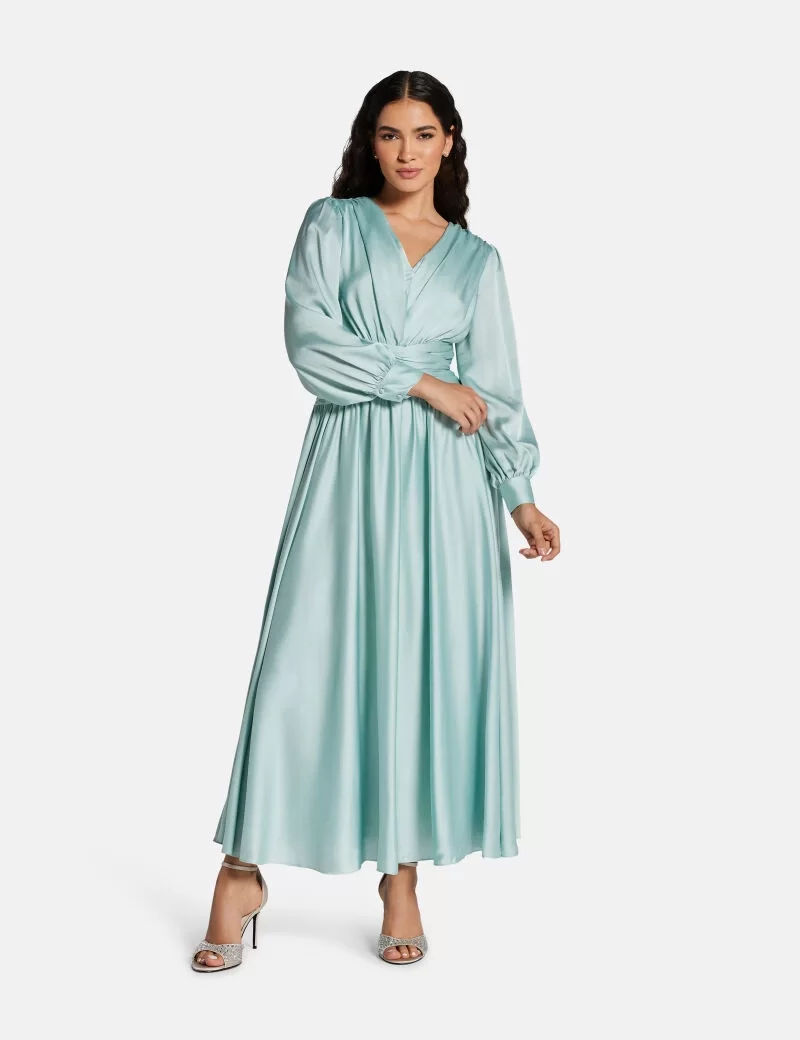 Guess HELENE MAXI DRESS Kadın Yeşil Elbise W5PK1XWD8G2-G7R6