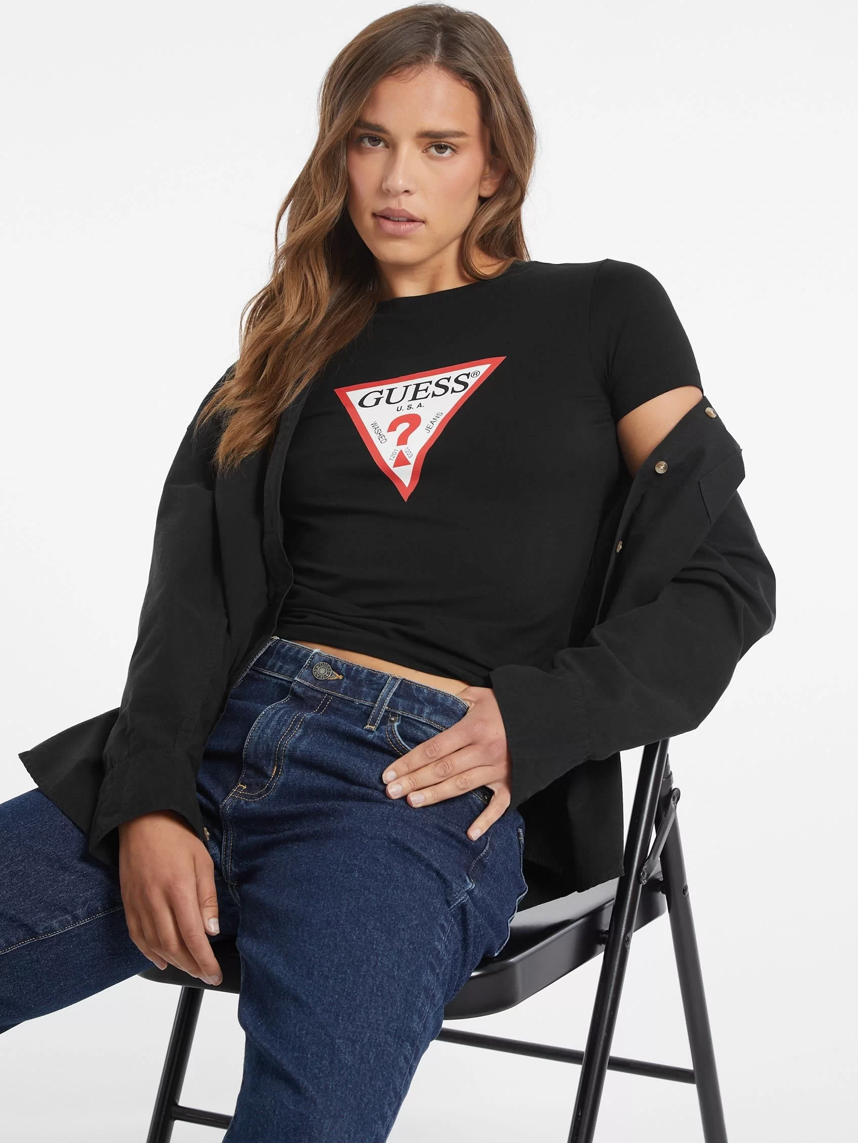 Guess jeans Gj Ss Cn Slım Iconıc Tee Kadın Siyah T-Shirt W4YI04J1314-JBLK