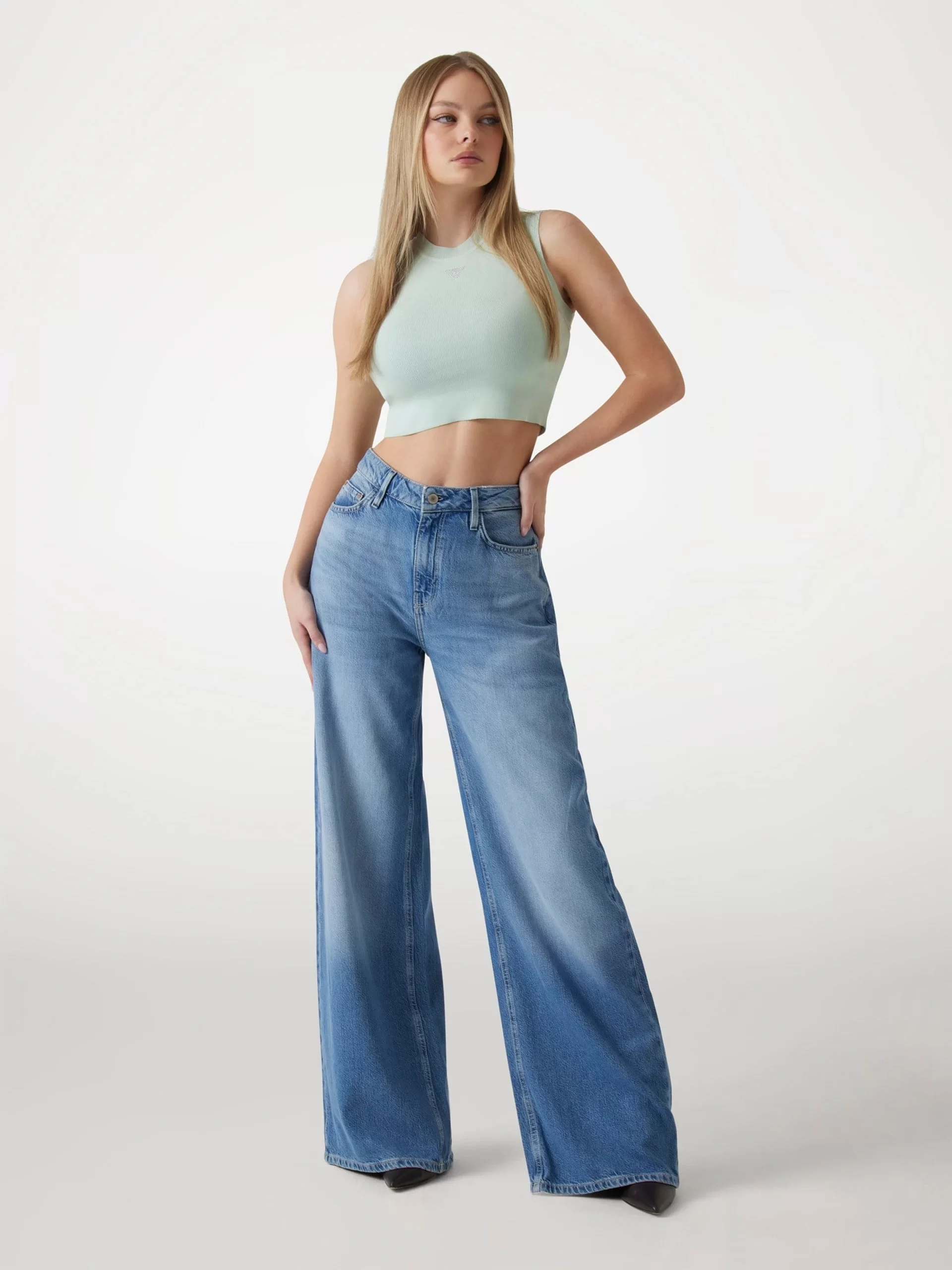 Guess ALEXIA TANK TOP Kadın Yeşil Crop W4GZ34Z3F40-A72C