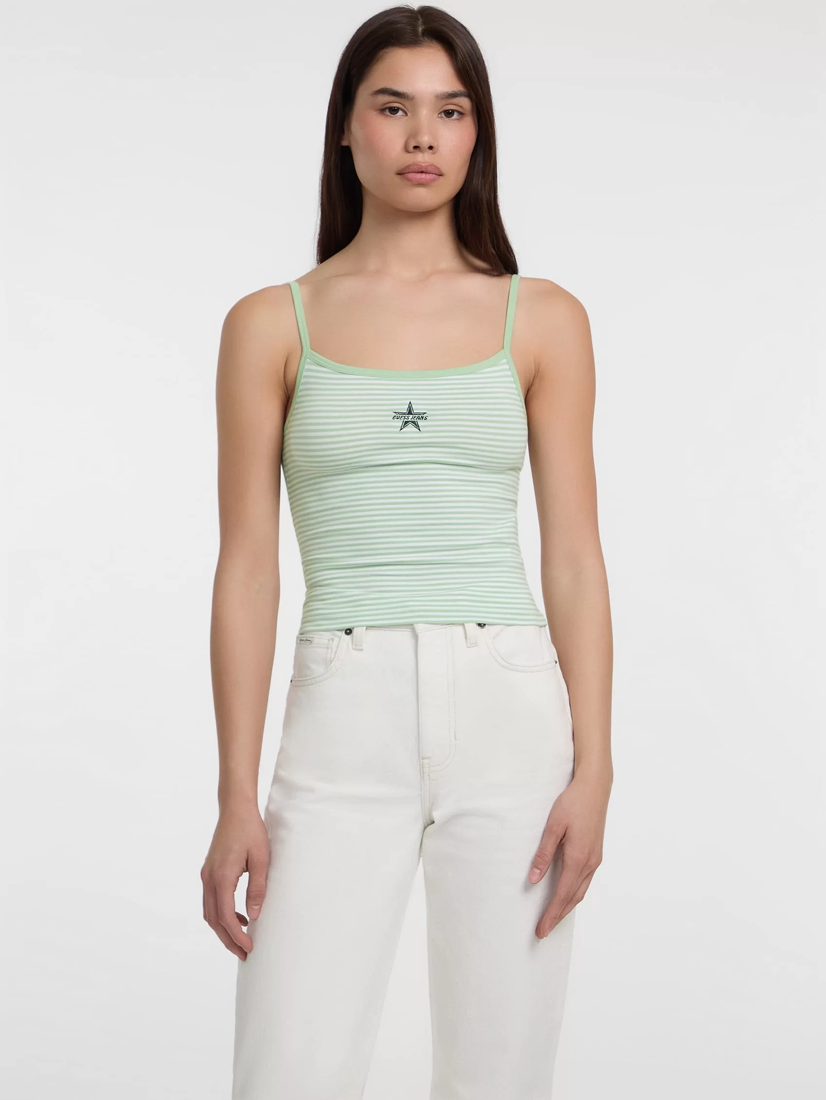 Guess Jeans GJ EMB STAR TANK TOP STRIPED Kadın Yeşil Atlet W5GP35KCIE1-S82N