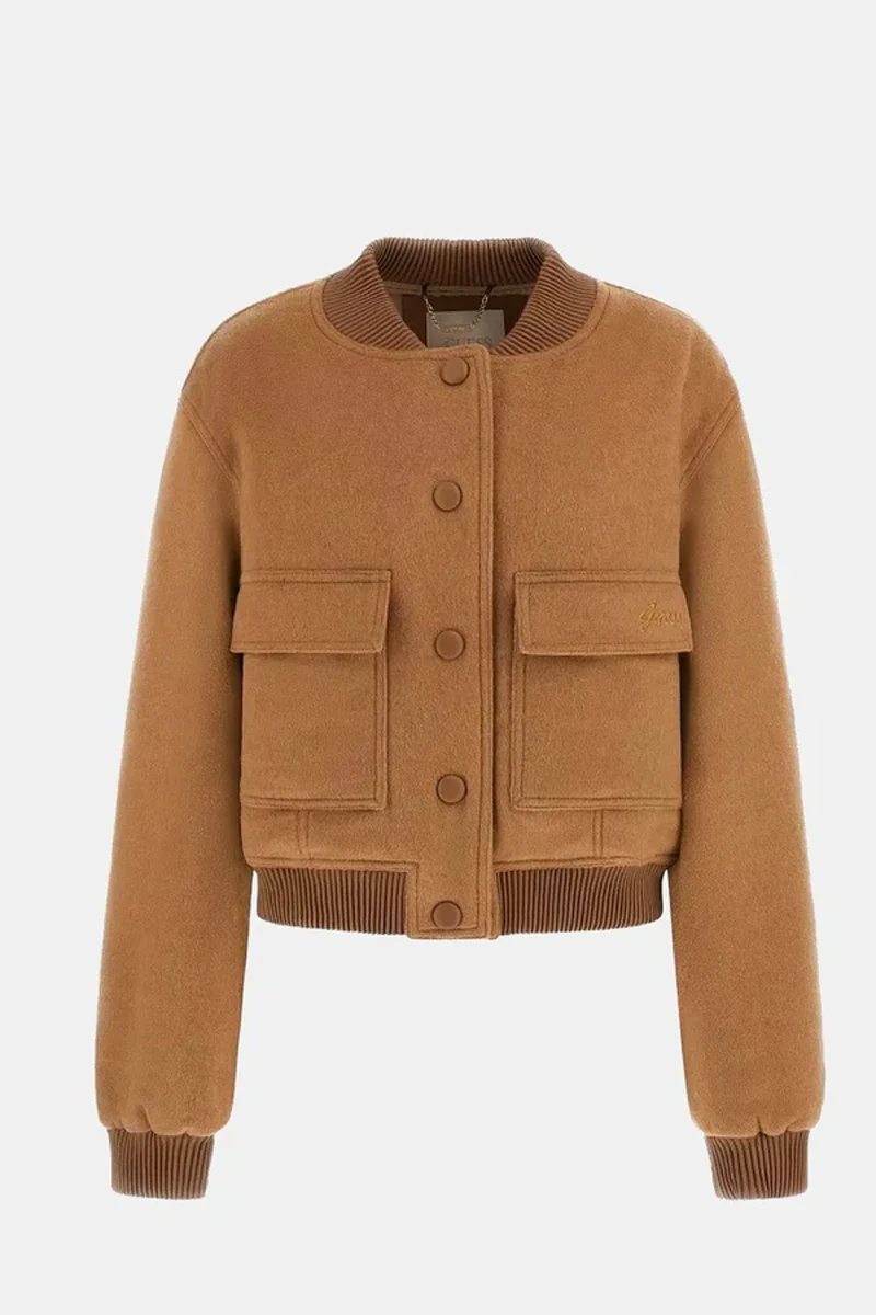 Guess Lorenza Kadın Kahverengi Yün Karışımlı Bomber Ceket W5BL20WGVR2-F1AX