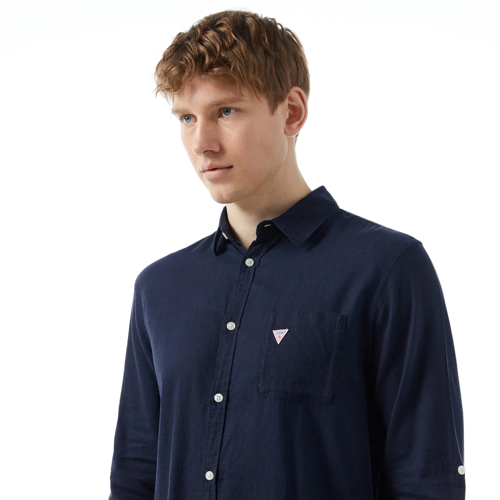 Guess LS ROLL-UP SHIRT Erkek Lacivert Gömlek F4GH00WG3L0-G7V2