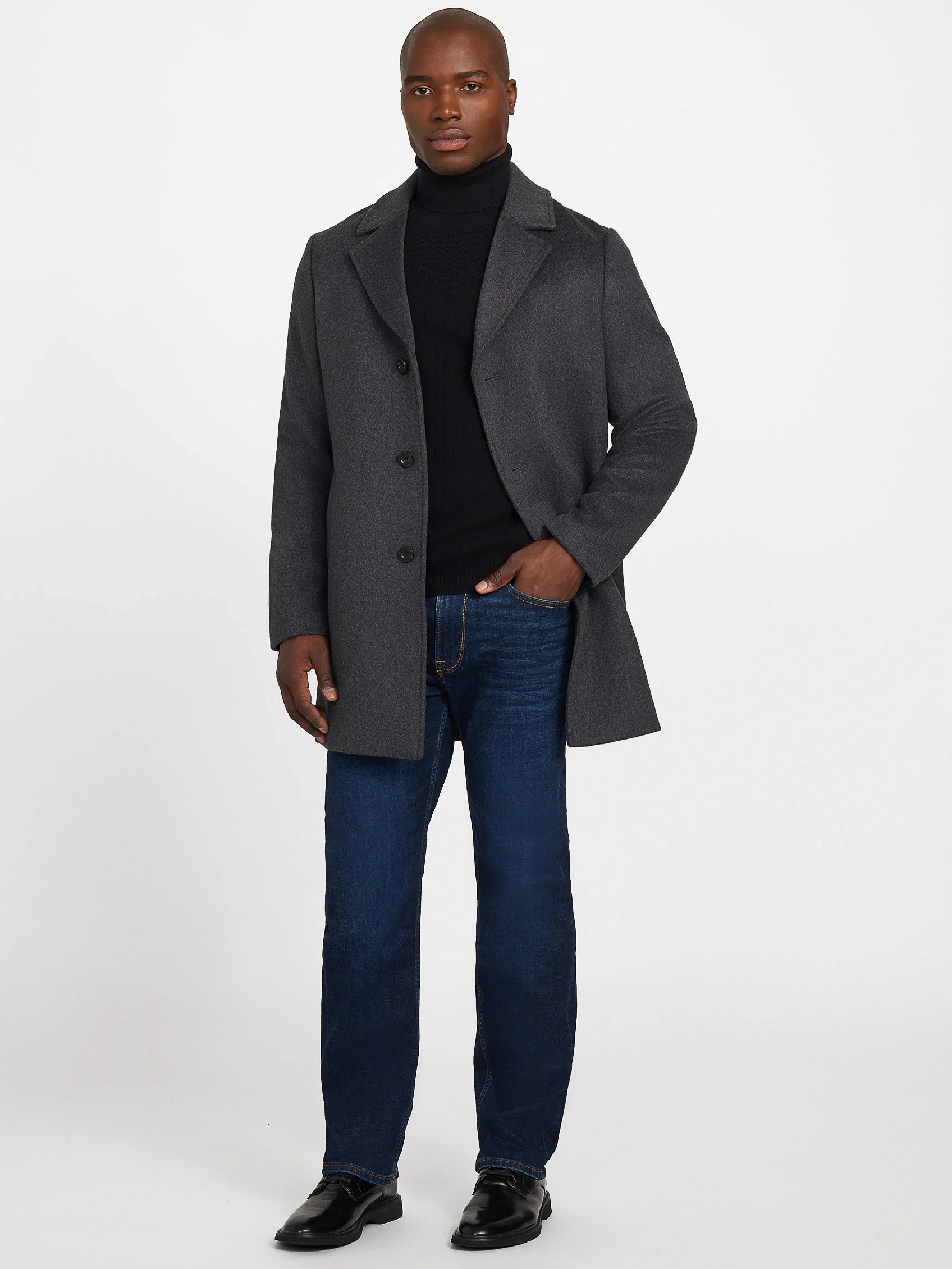 Guess Melton Erkek Siyah Yün Karışımlı Kaban M4BL3SWGJ82-DWHT