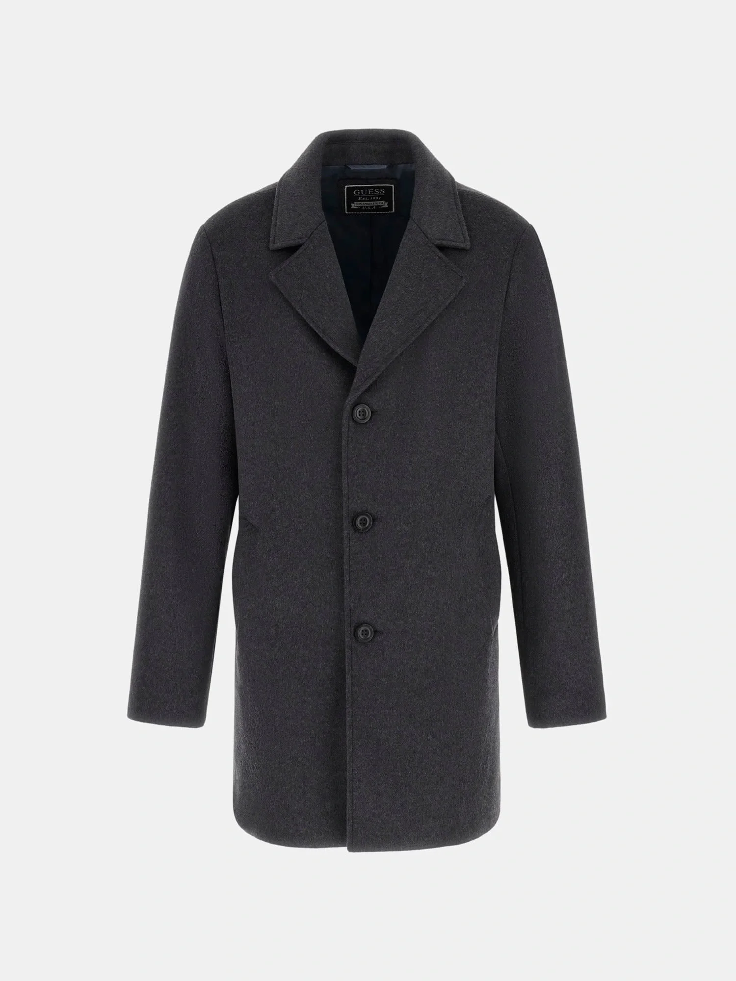 Guess Melton Erkek Siyah Yün Karışımlı Kaban M4BL3SWGJ82-DWHT