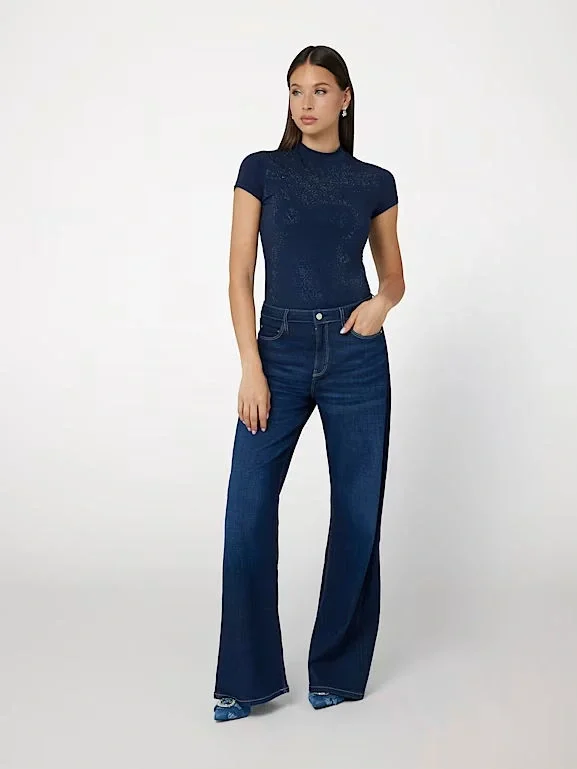 Guess Mock Kadın Mavi Slim Fit T-Shirt W4BI26J1314-G77G