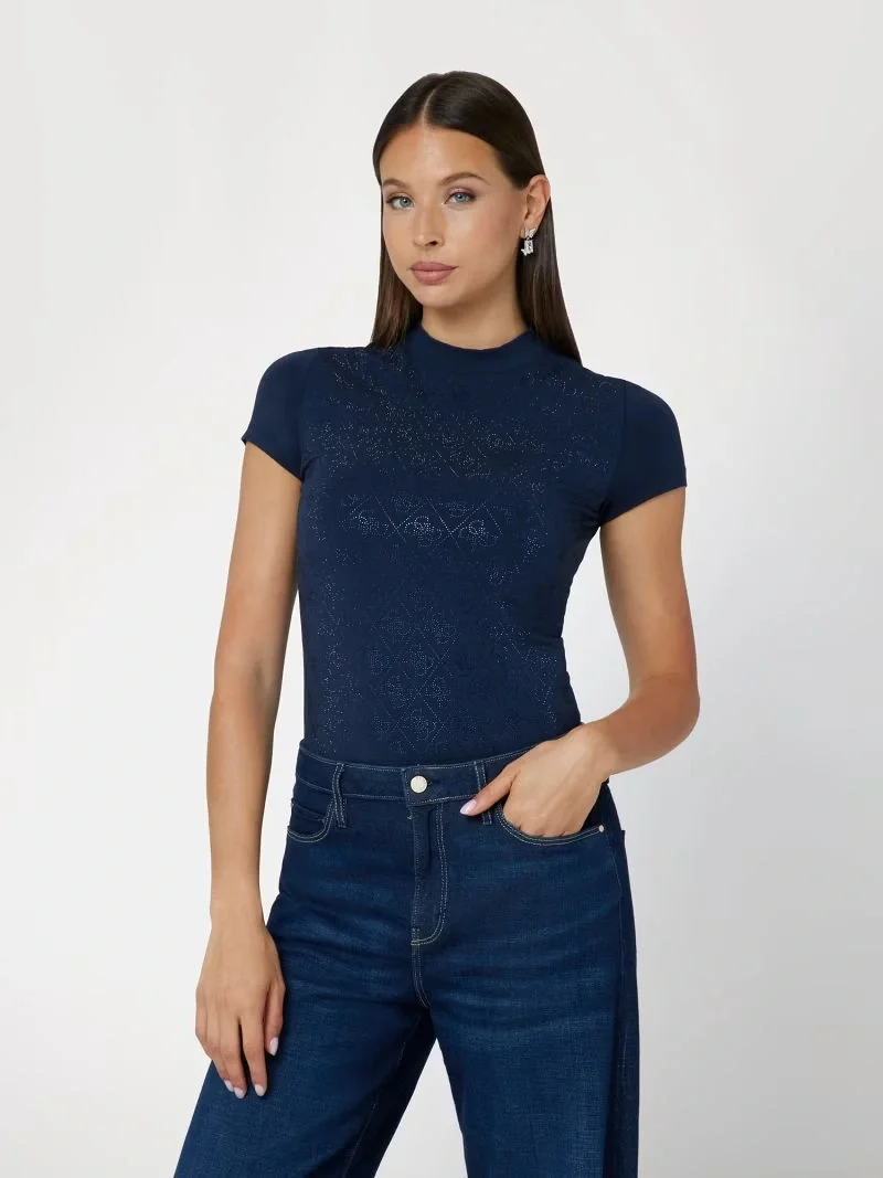 Guess Mock Kadın Mavi Slim Fit T-Shirt W4BI26J1314-G77G