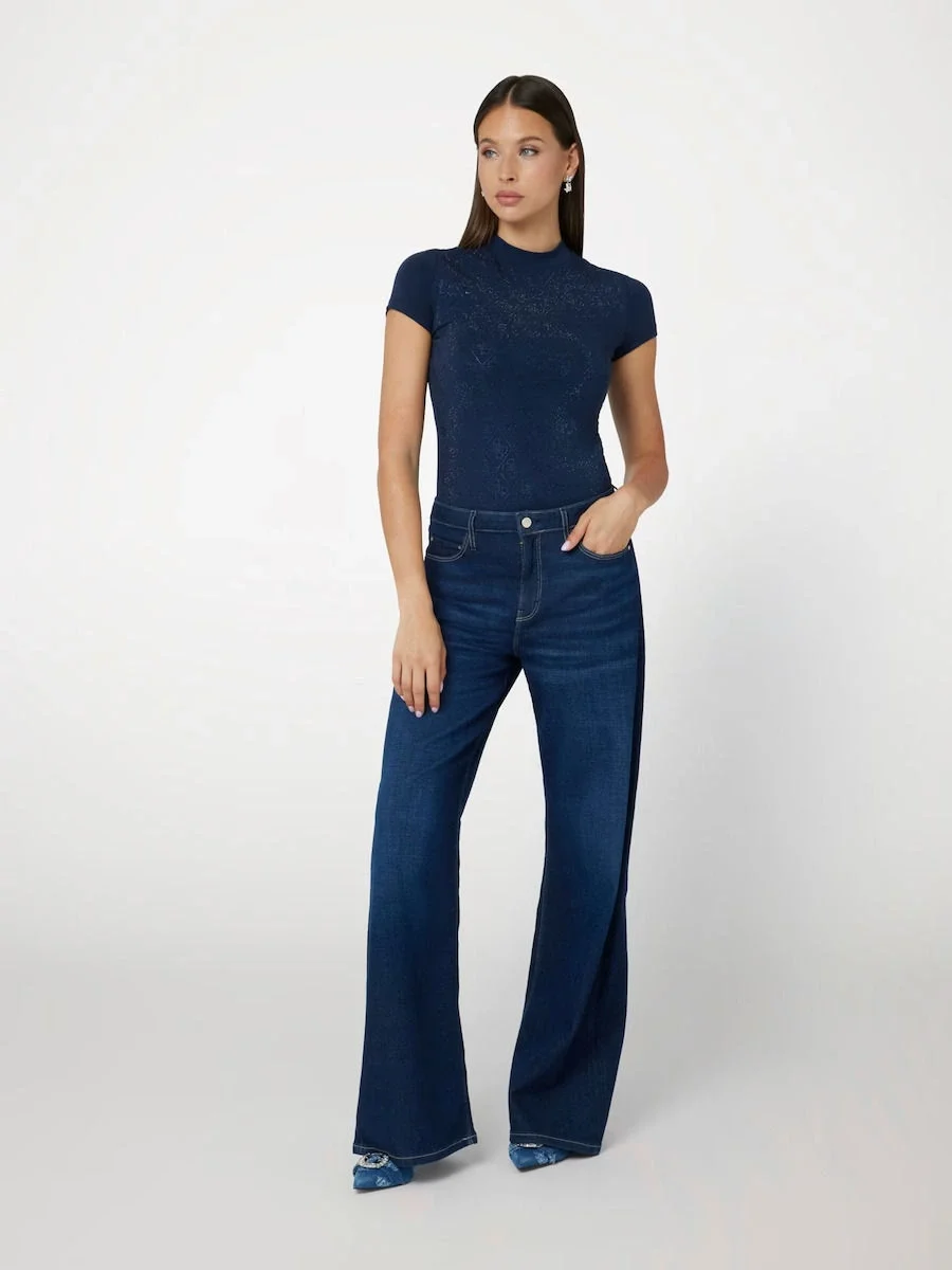 Guess Mock Kadın Mavi Slim Fit T-Shirt W4BI26J1314-G7J6