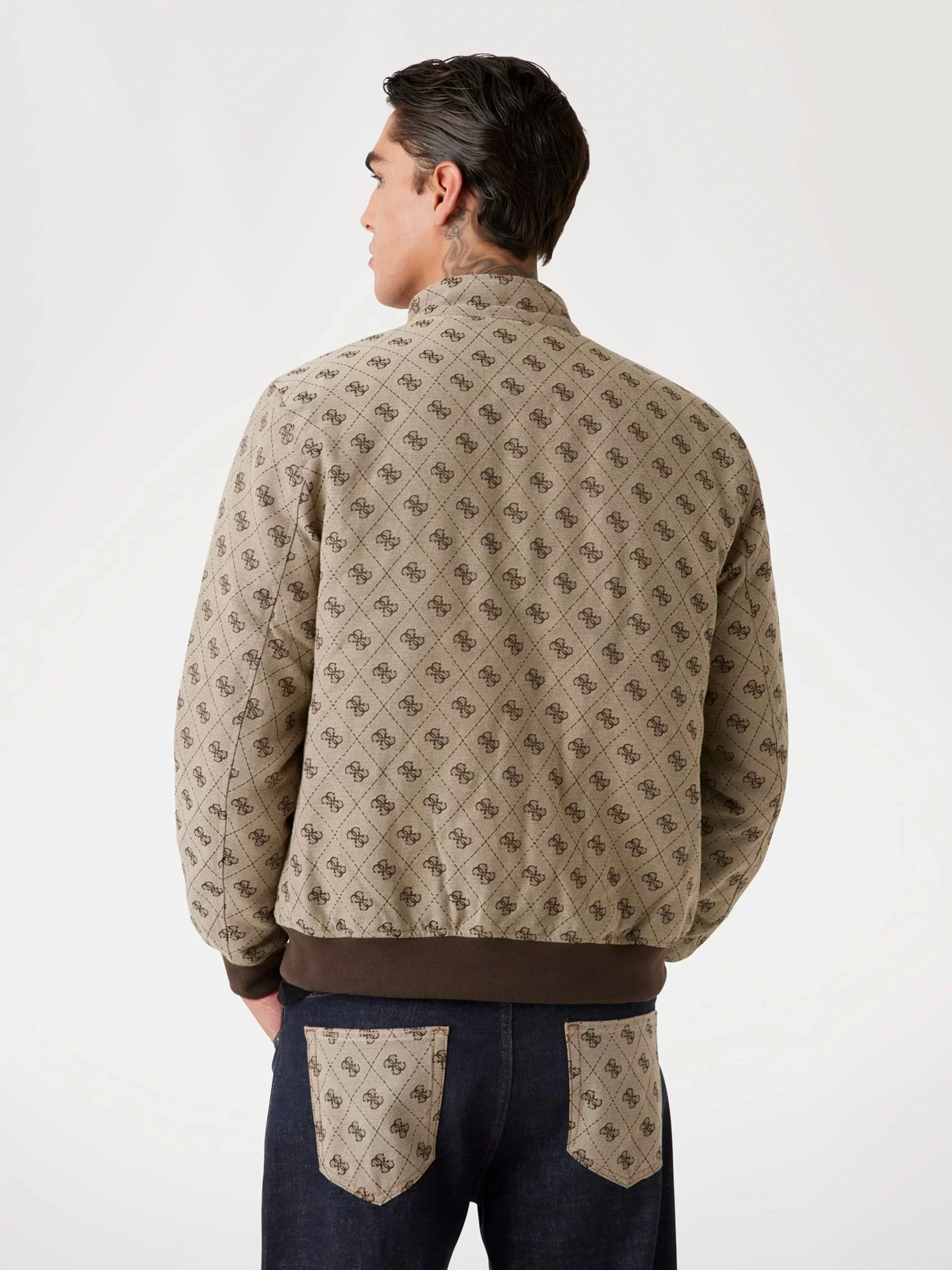Guess Monogram Erkek Bej Ceket M5YL04WGUE0-FN4K