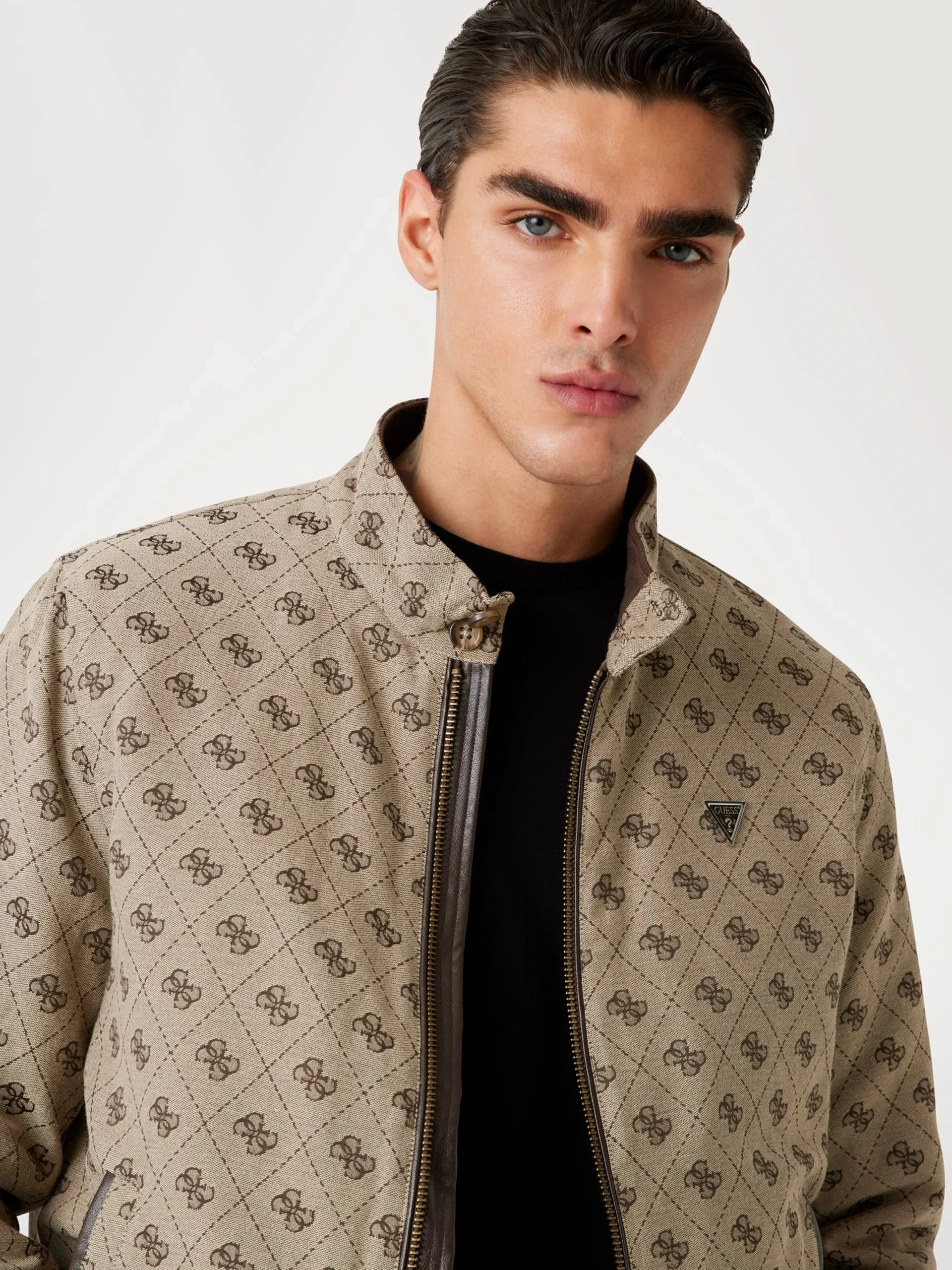 Guess Monogram Erkek Bej Ceket M5YL04WGUE0-FN4K