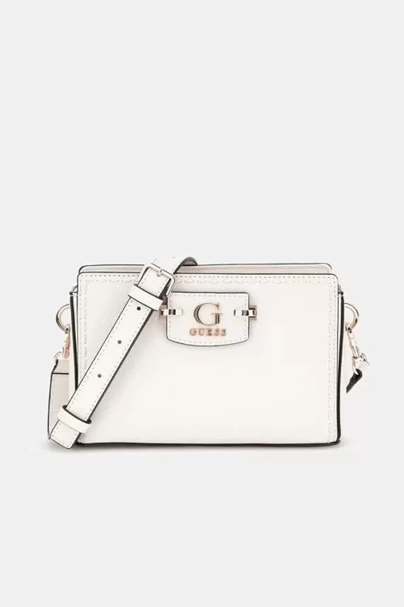 Guess NASTRA MINI CROSSBODY TOP ZIP Kadın Beyaz Mini Çanta HWBG9637720-OFF