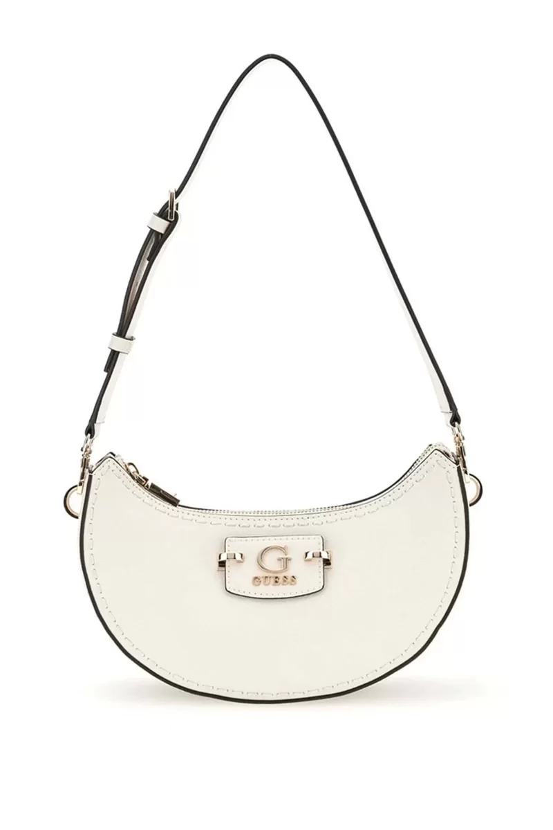 Guess Nastra Top Zıp Shoulder Bag Kadın Beyaz Omuz Çantası HWBG9637170-OFF