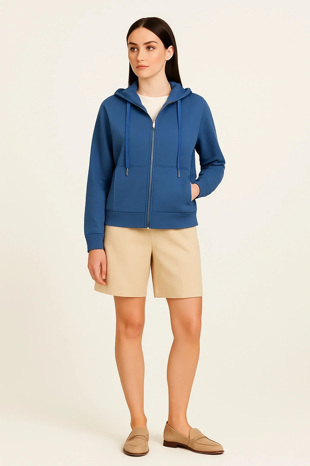 Guess New Hooded Kadın Mavi Scuba Sweatshirt W5YQ05KBYE2-G7J6