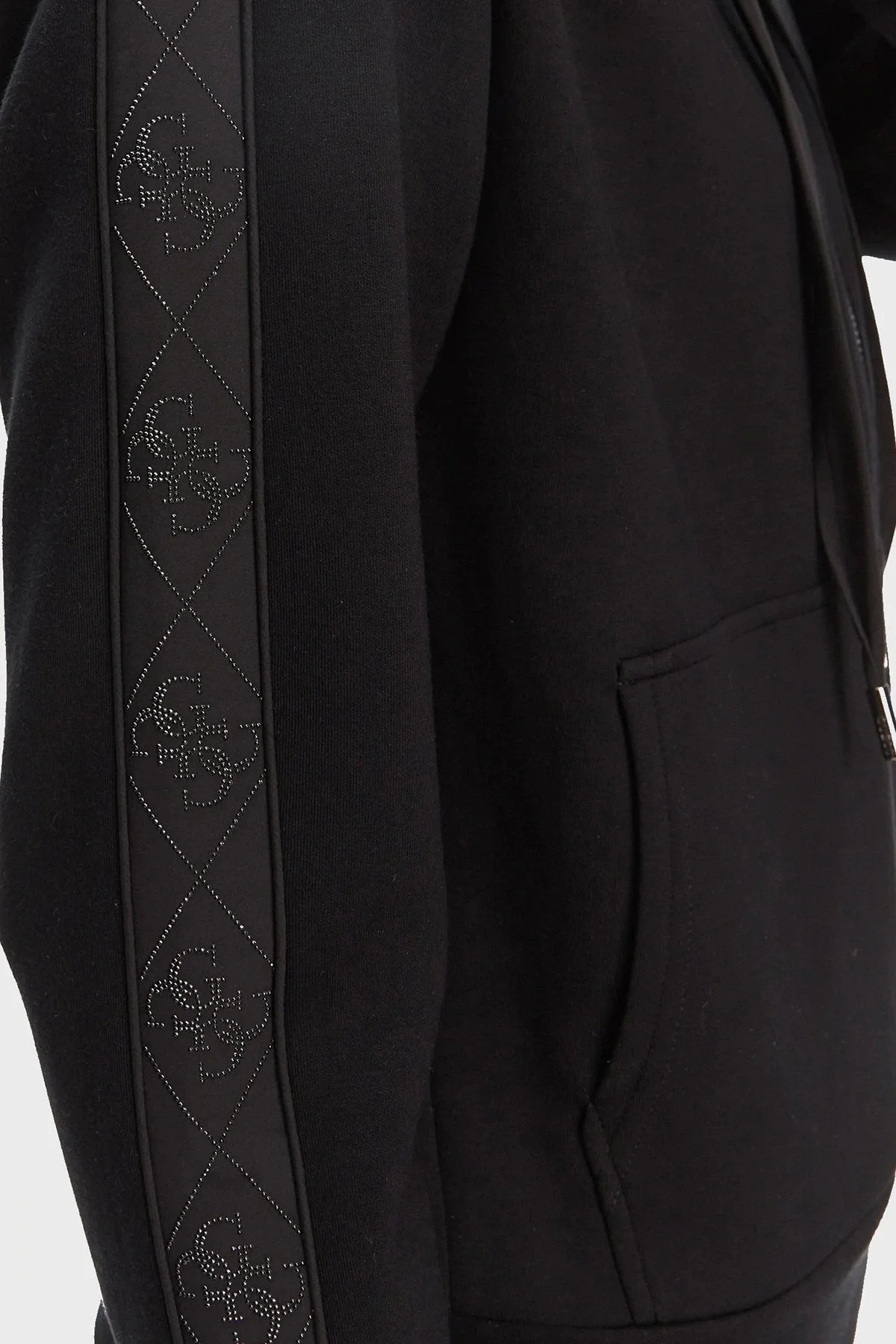 Guess New Hooded Kadın Siyah Scuba Sweatshirt W5YQ05KBYE2-JBLK