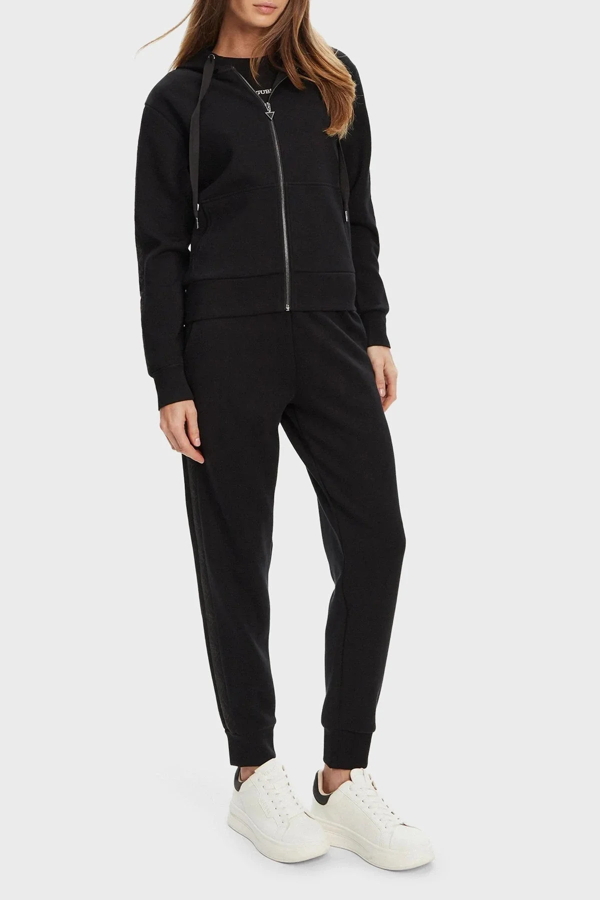 Guess New Hooded Kadın Siyah Scuba Sweatshirt W5YQ05KBYE2-JBLK