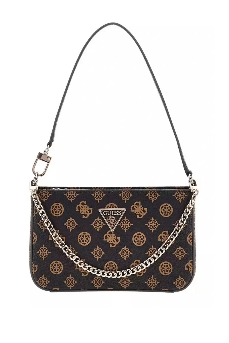 Guess NOELLE MINI TOP ZIP SHOULDER Kadın Kahverengi Omuz Çantası HWPZ7879720-MLO