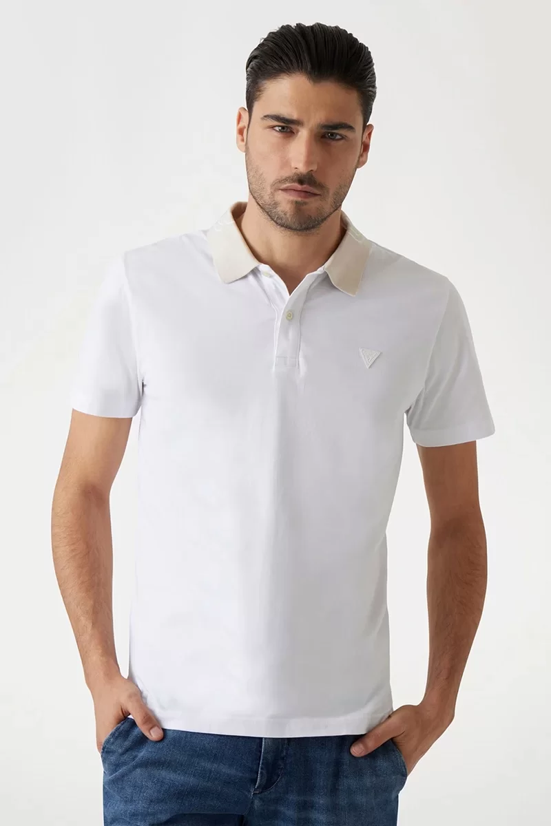 Guess Nolan Ss Polo Erkek Beyaz T-Shirt M5GP66J1314-G011