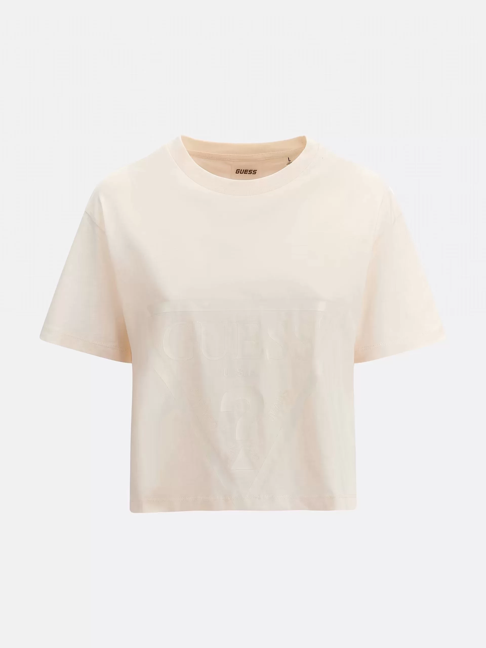Guess Adele Crop T-Shırt Kadın Krem T-Shirt V2YI06K8HM0-G6K5