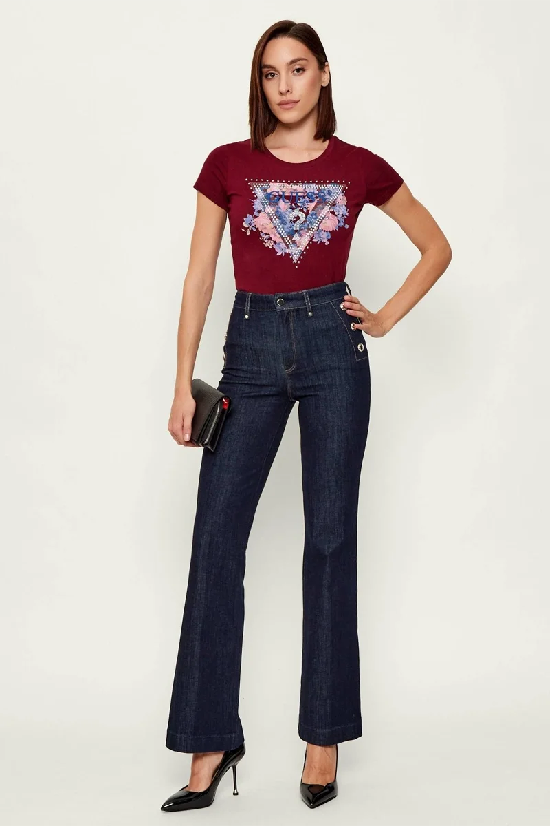 Guess Peony Kadın Bordo Slim Fit T-Shirt W5BI29J1314-G577