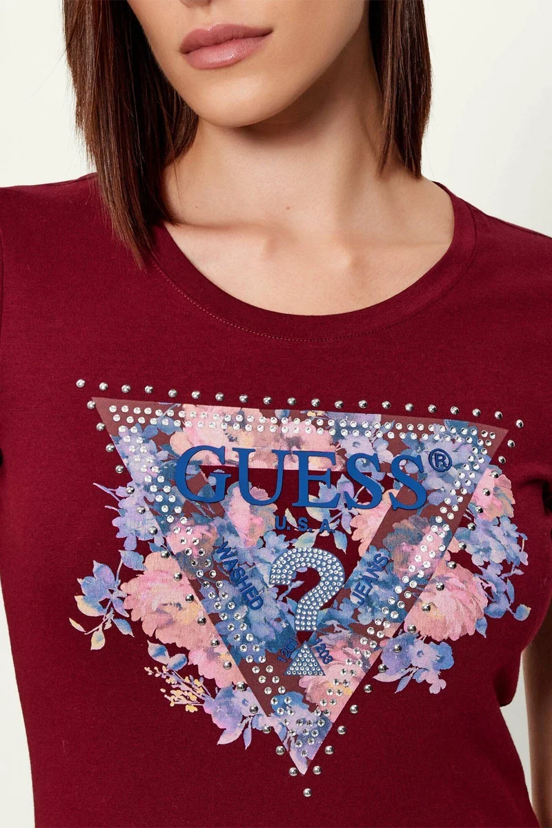 Guess Peony Kadın Bordo Slim Fit T-Shirt W5BI29J1314-G577