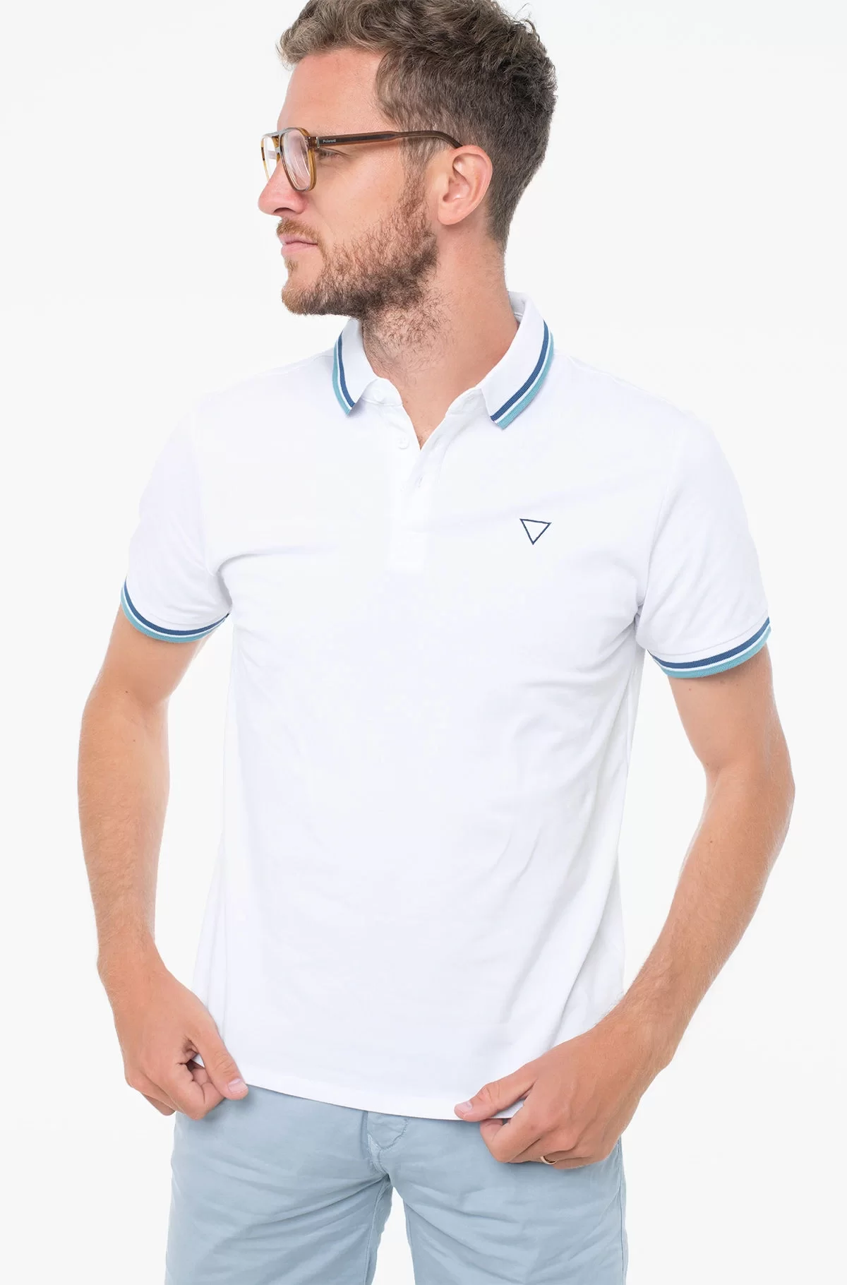 Guess Pique Erkek Beyaz Regular Fit Polo T-Shirt M5YP38KARS2-F0CF