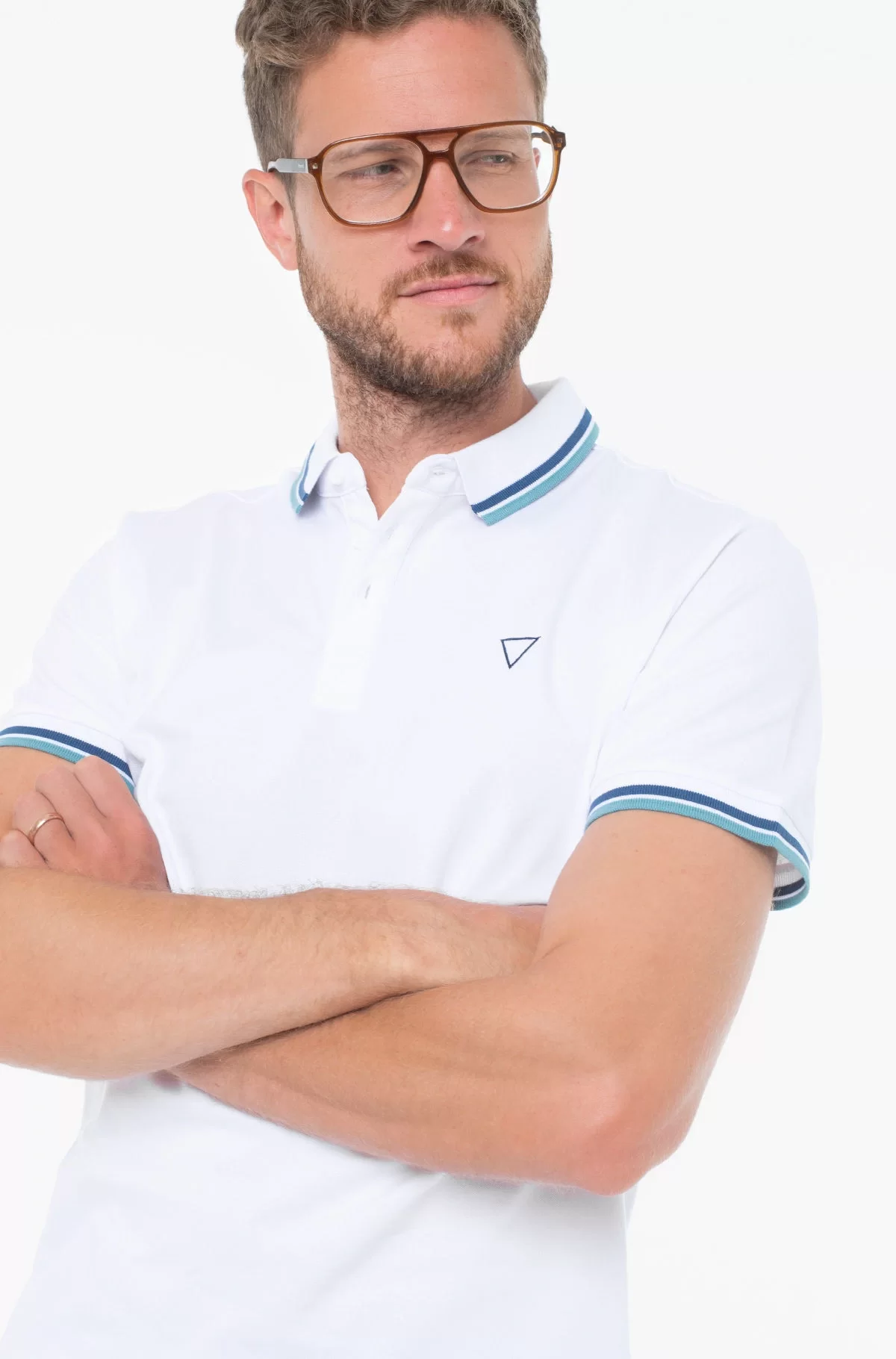 Guess Pique Erkek Beyaz Regular Fit Polo T-Shirt M5YP38KARS2-F0CF