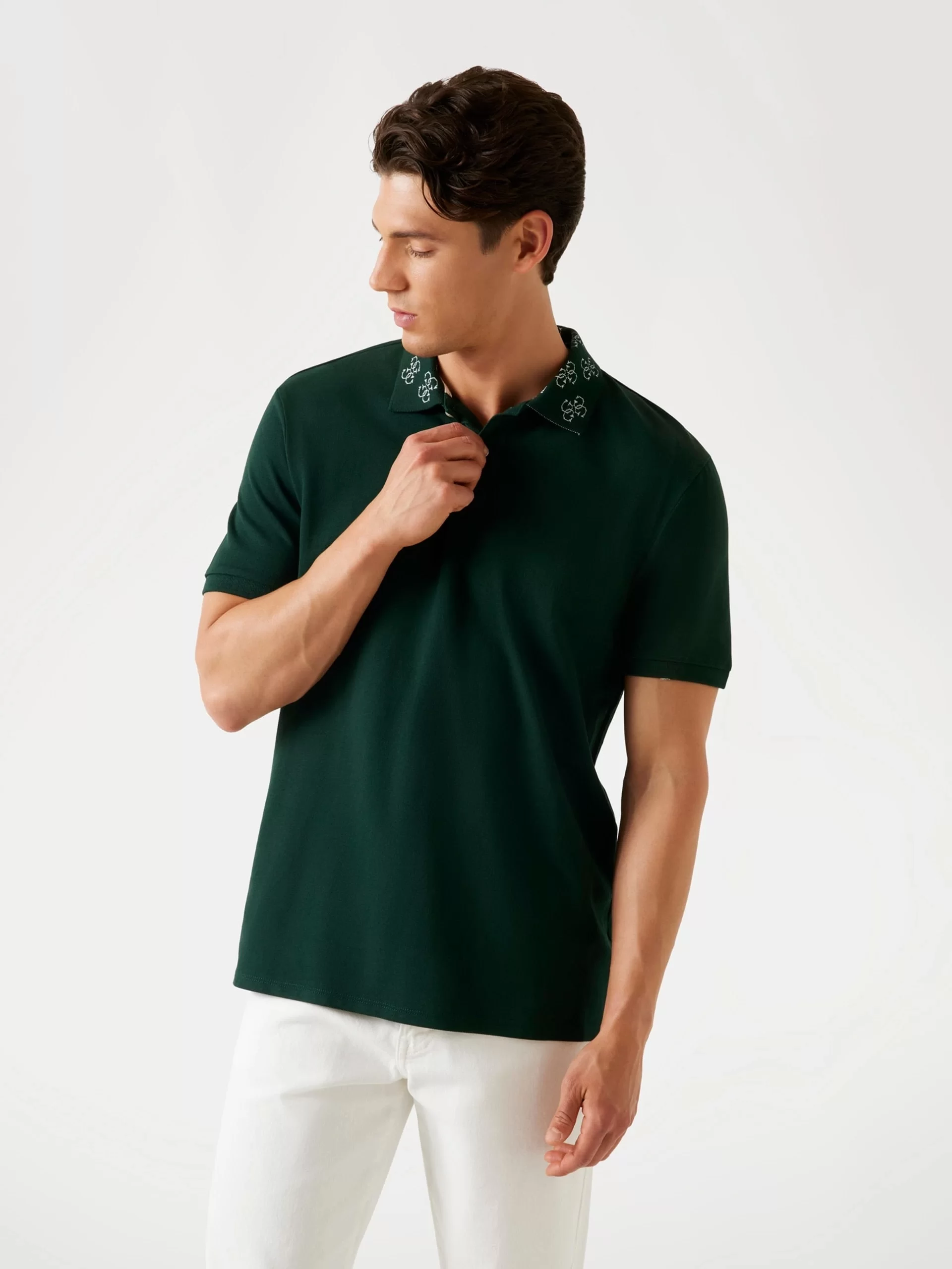 Guess Pique Erkek Yeşil Regular Fit Polo T-Shirt M5YP34KCJV1-G8U1