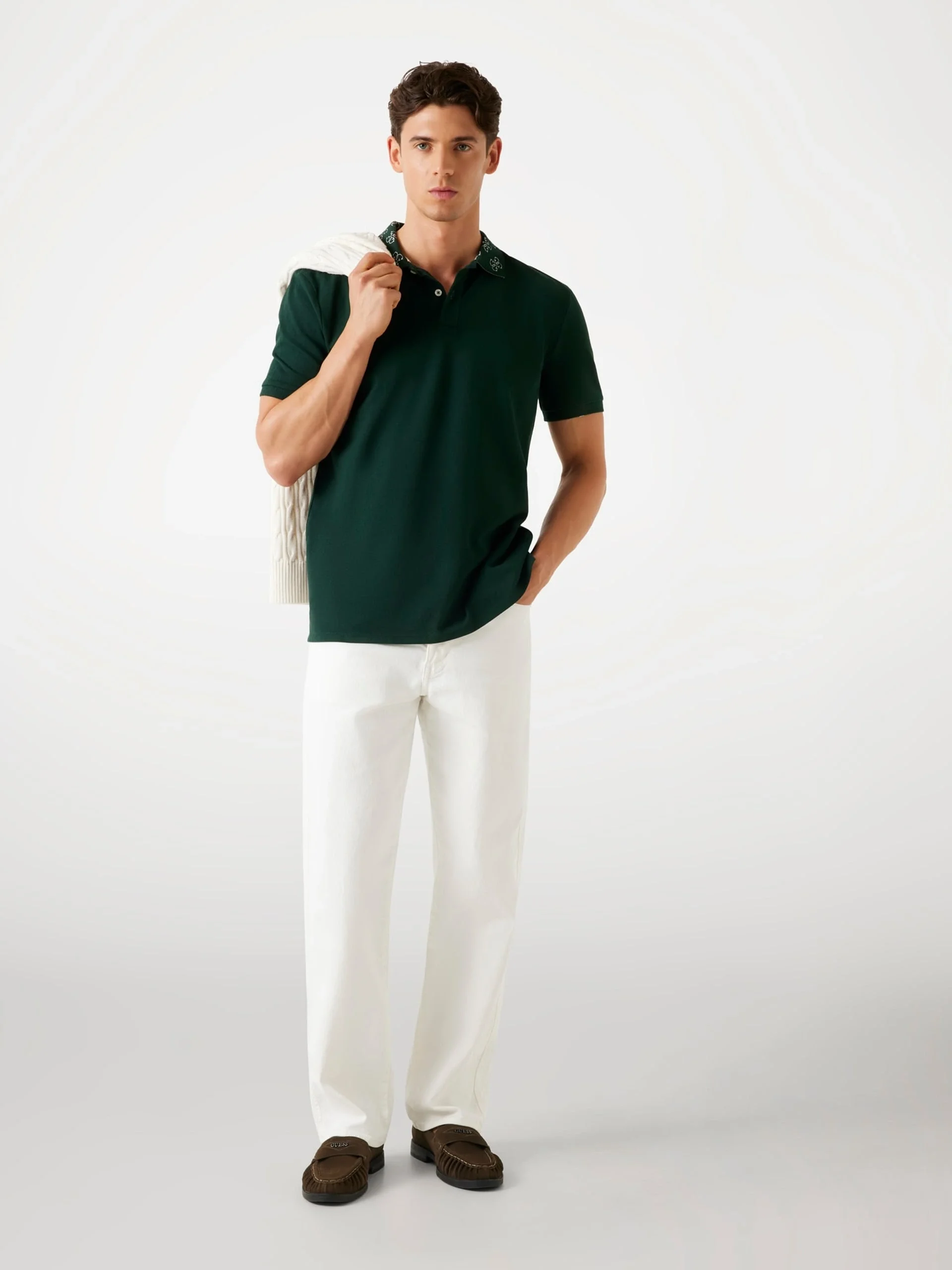 Guess Pique Erkek Yeşil Regular Fit Polo T-Shirt M5YP34KCJV1-G8U1