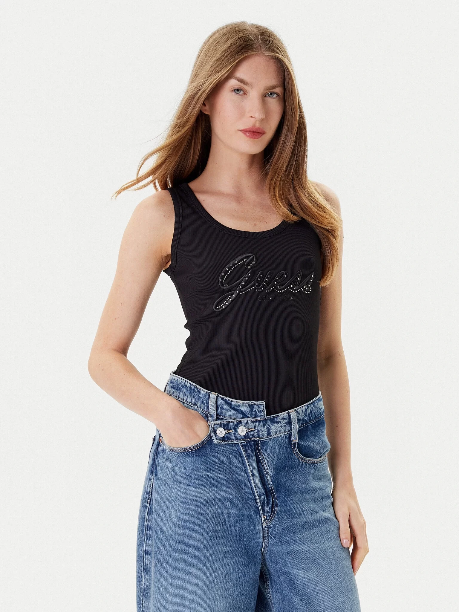 Guess Raissa Kadın Siyah Top W5YP00KCXJ2-JBLK