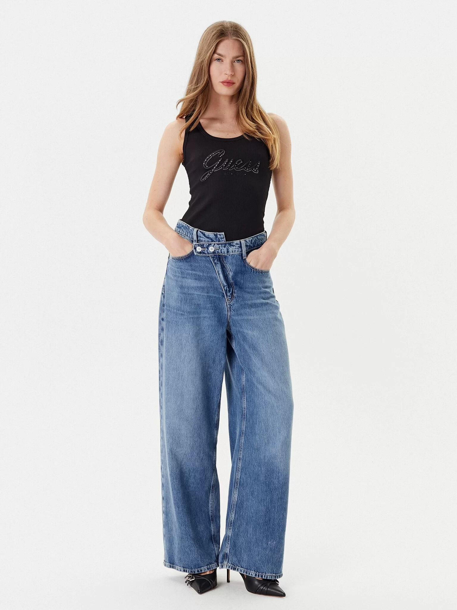 Guess Raissa Kadın Siyah Top W5YP00KCXJ2-JBLK