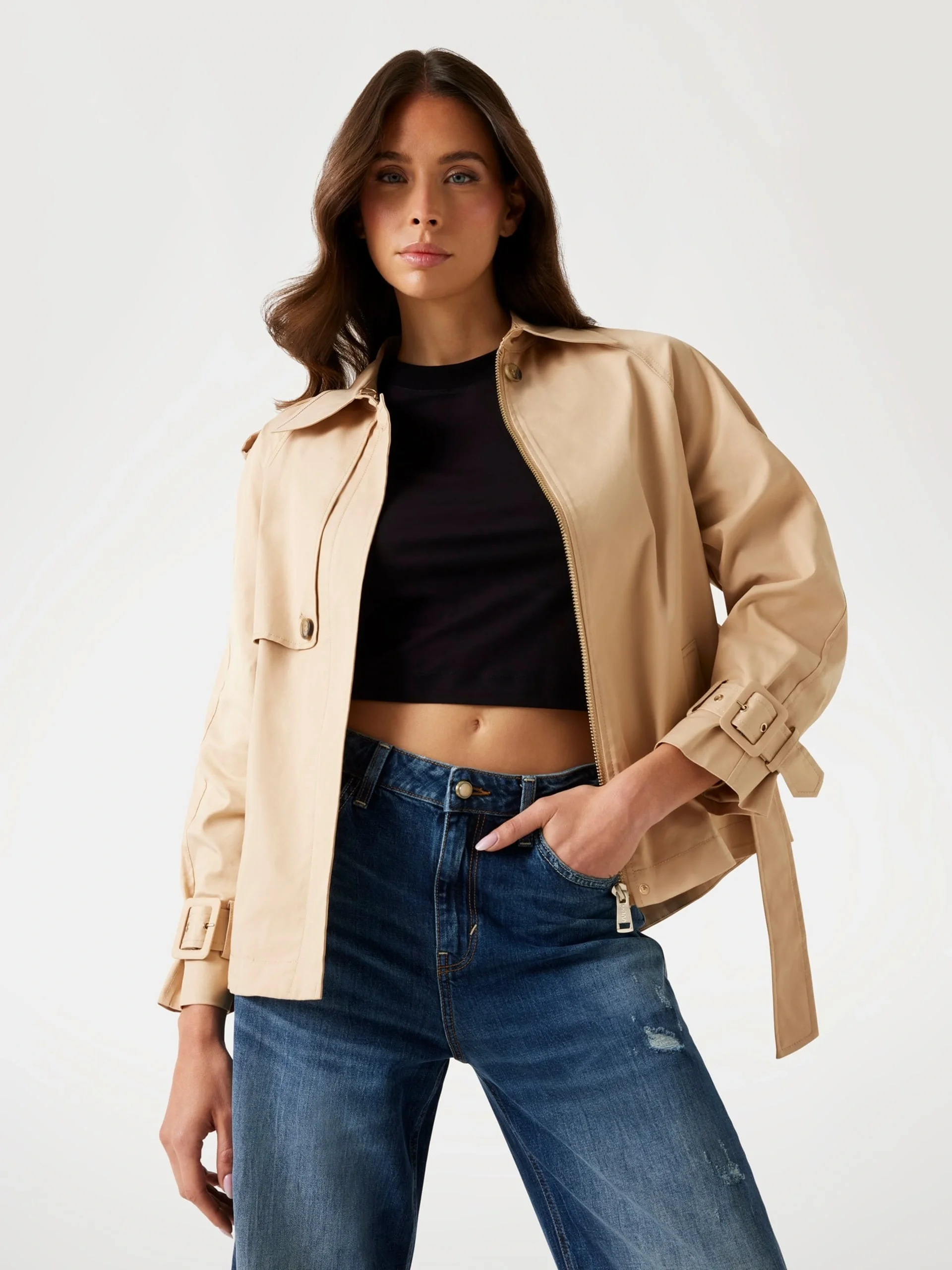 Guess Raphaelle Kadın Krem Trençkot W5YL01WHDF1-A11T