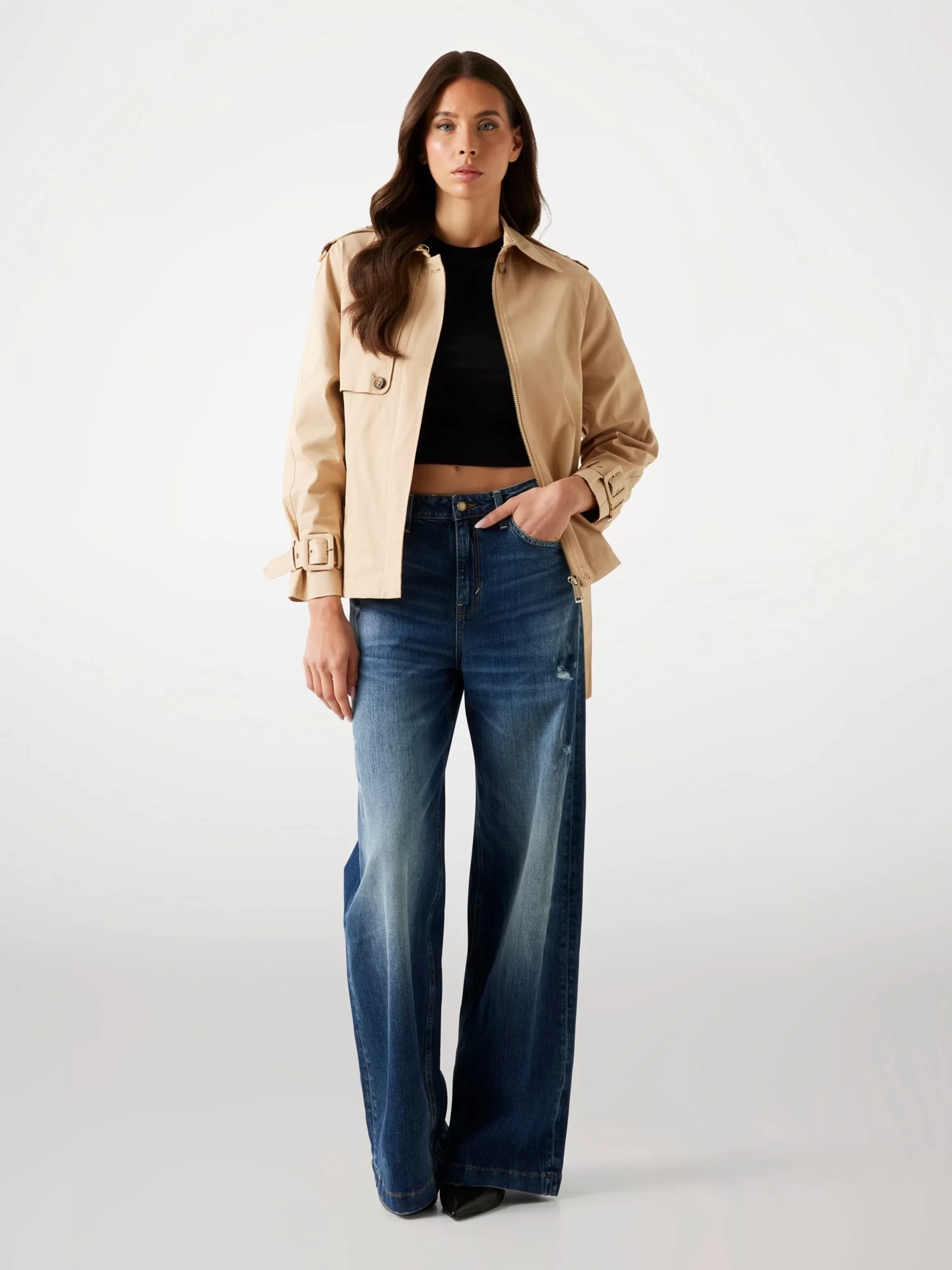 Guess Raphaelle Kadın Krem Trençkot W5YL01WHDF1-A11T