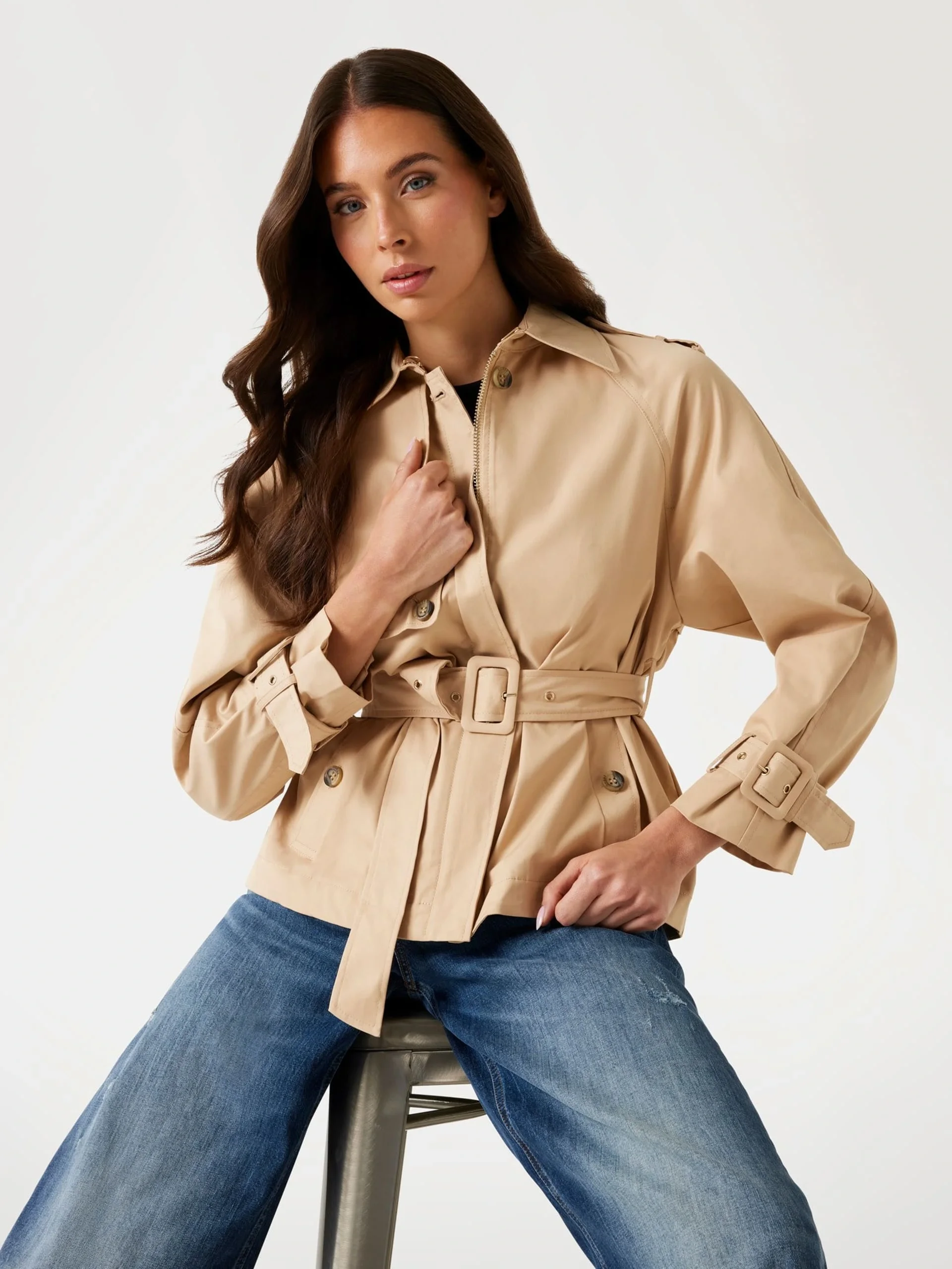 Guess Raphaelle Kadın Krem Trençkot W5YL01WHDF1-A11T
