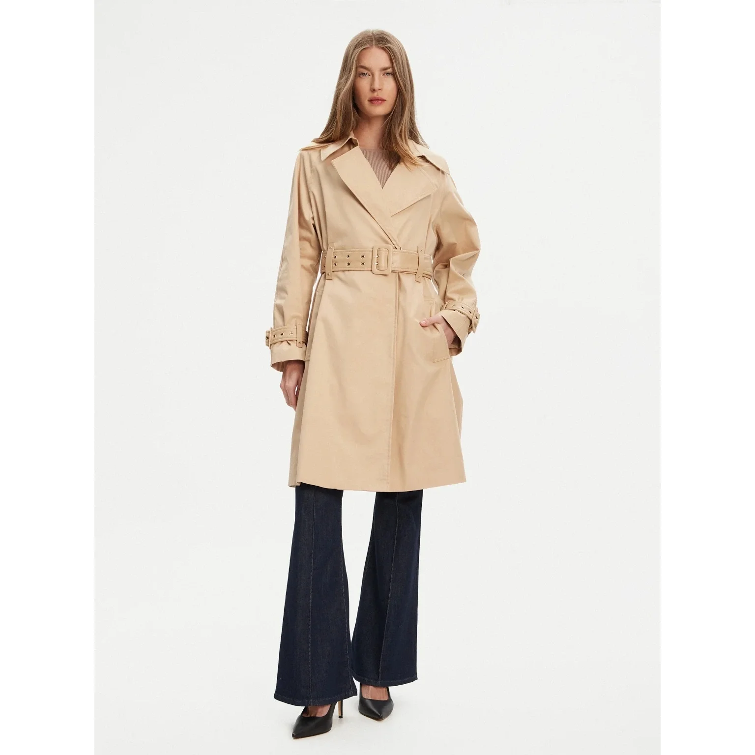 Guess Raphaelle Kadın Krem Trençkot W5YL02WHDF1-A11T
